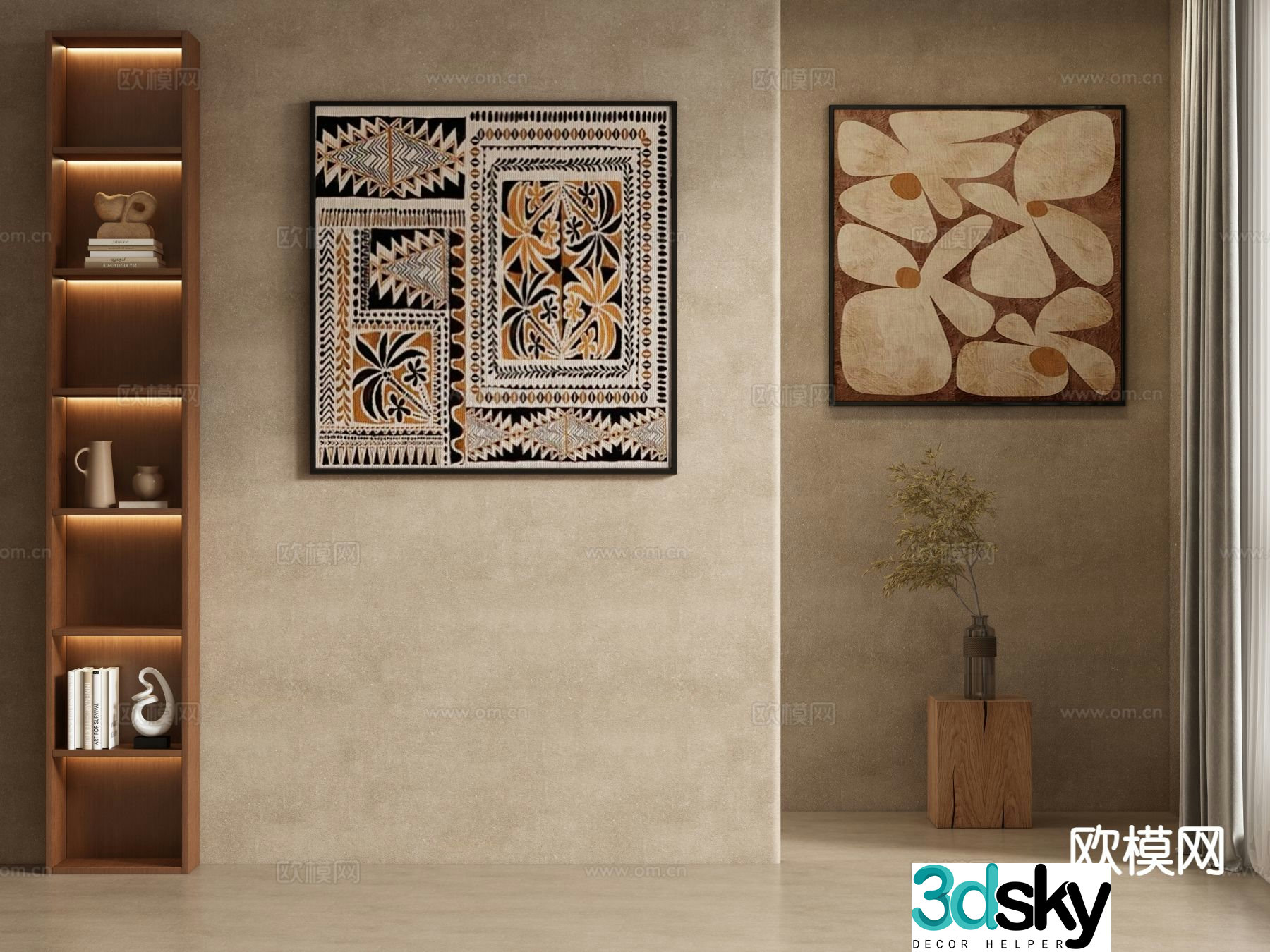 Medieval style art painting decorative painting 3d model