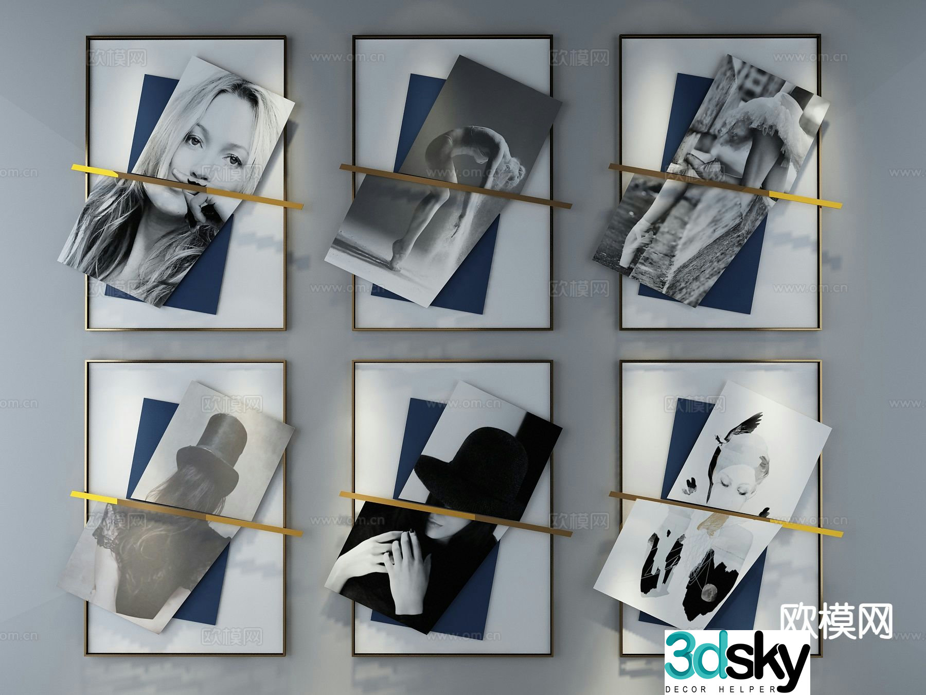 Modern three-dimensional painting hanging painting decorative painting 3D model