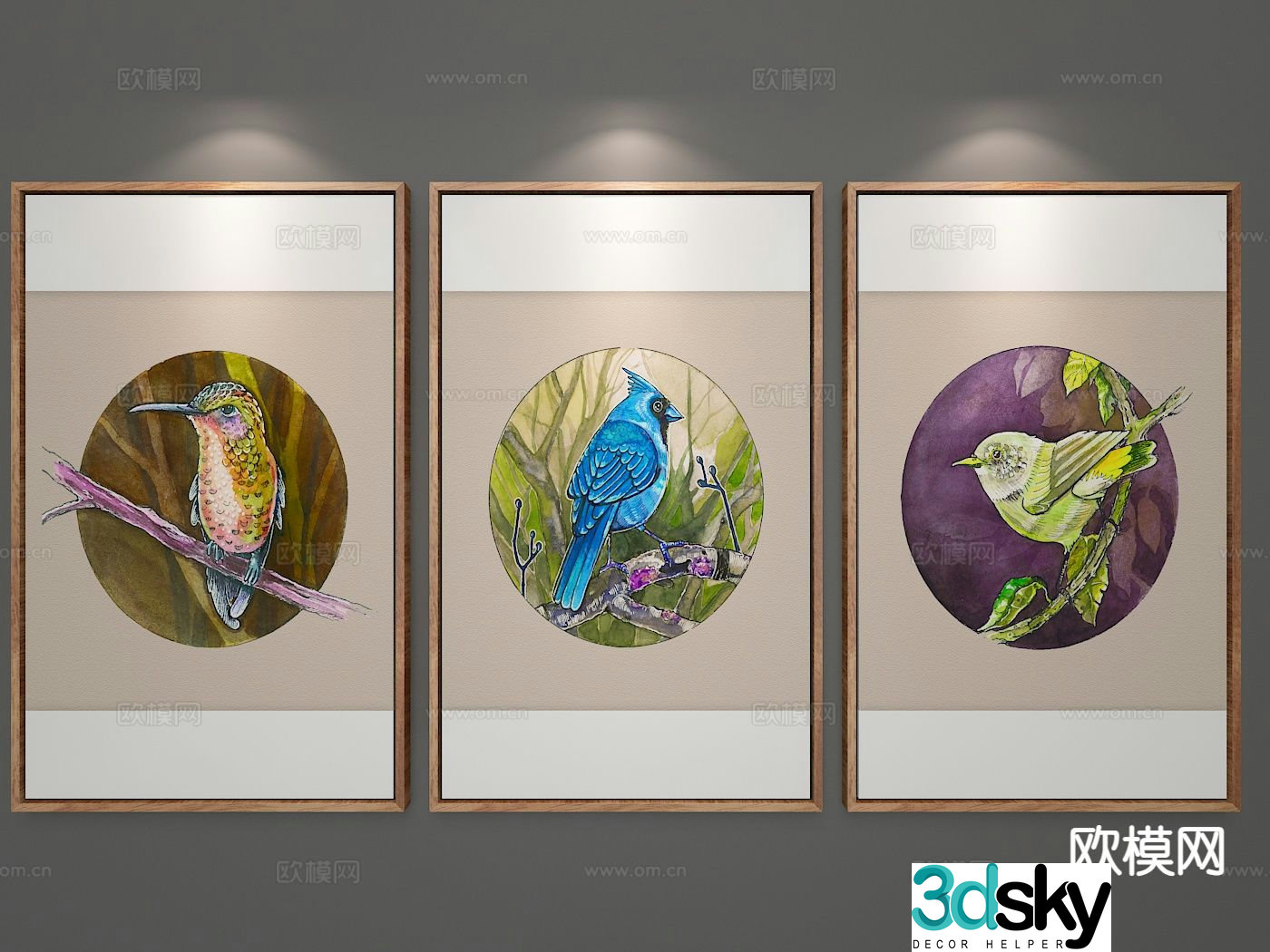 New Chinese style flower and bird painting decorative painting 3D model