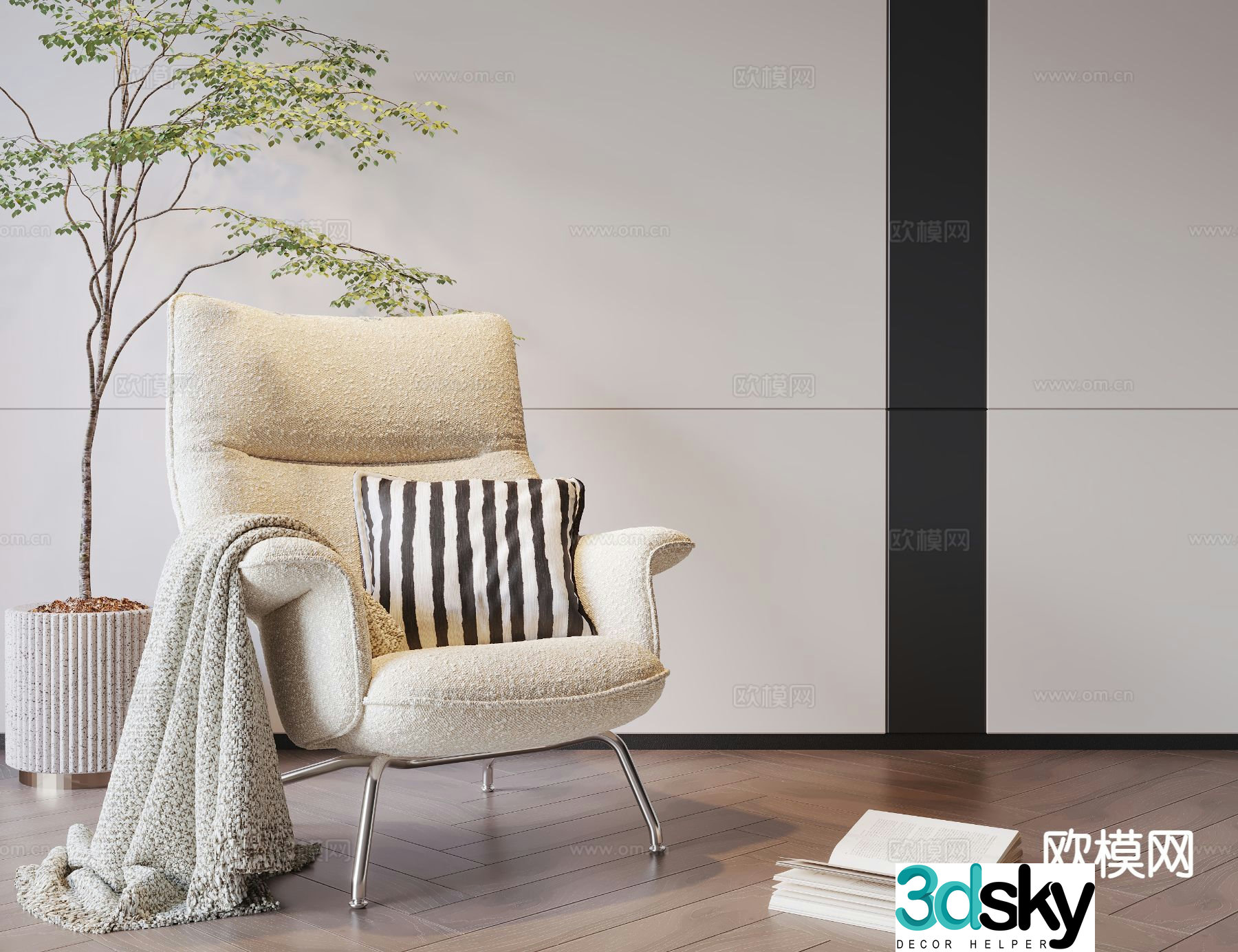 Cream style leisure chair armchair sofa chair 3d model