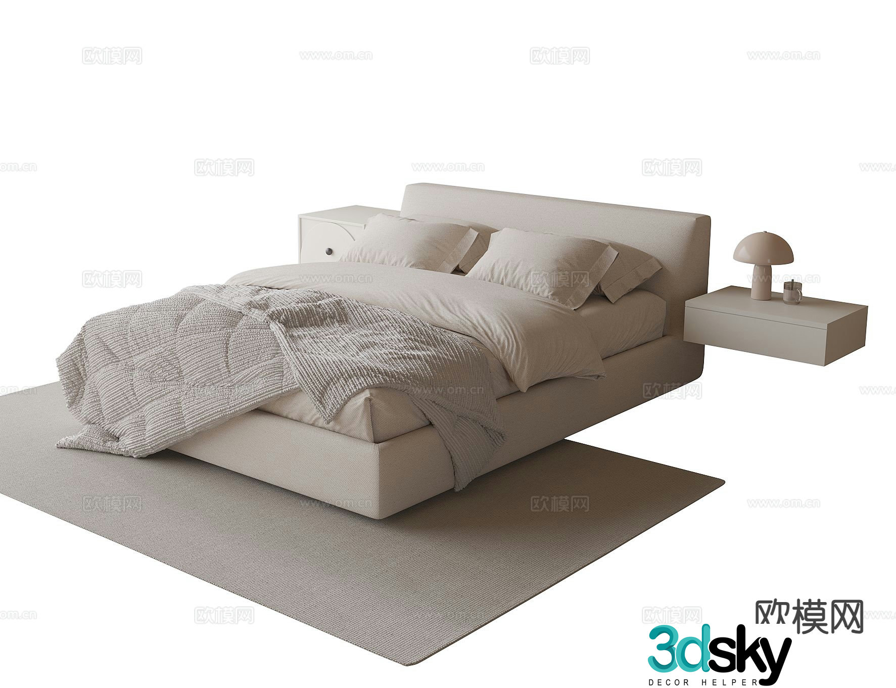 Modern double bed 3d model