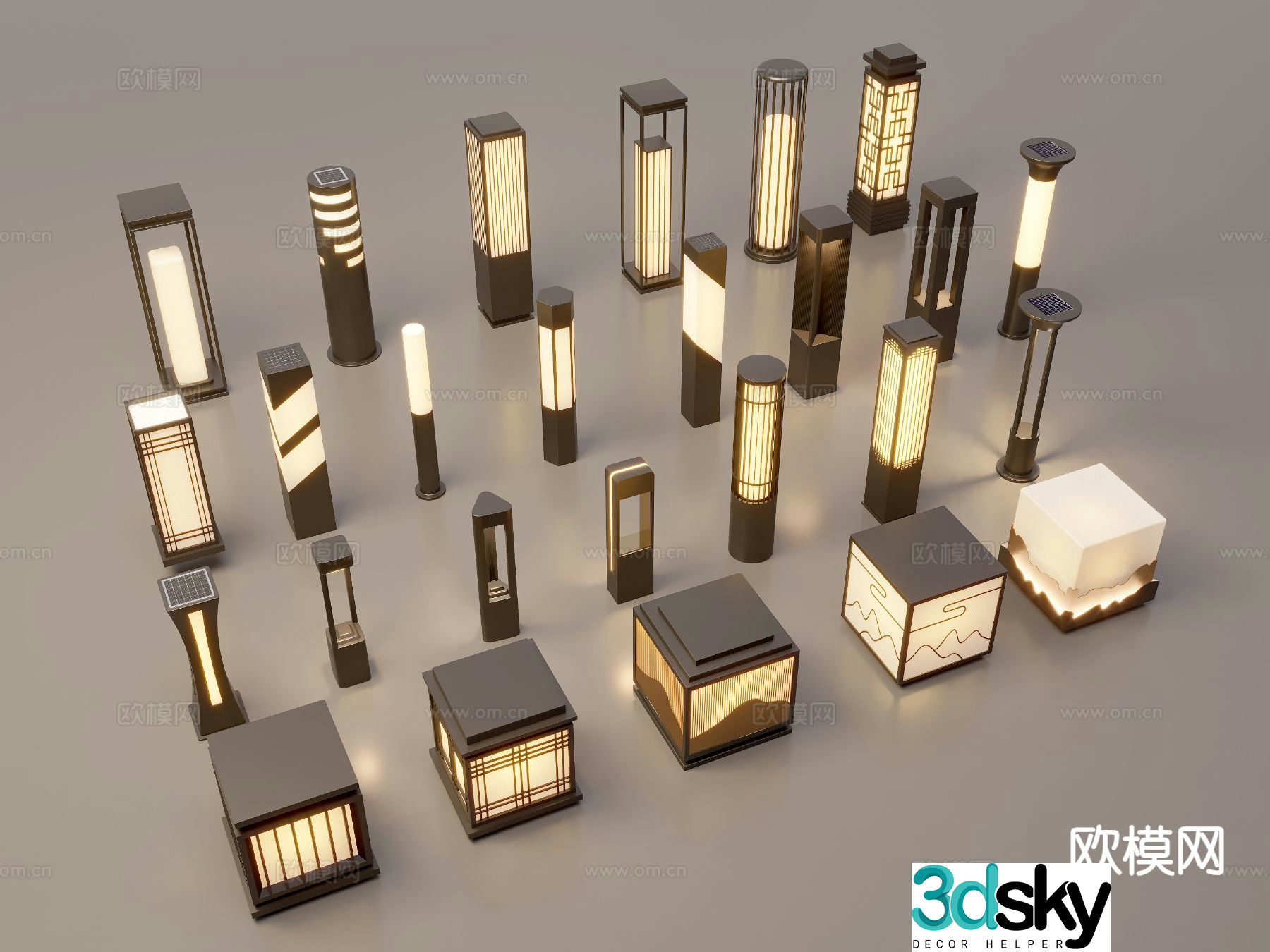 New Chinese style landscape lamp lawn lamp garden lamp outdoor lamp 3d model
