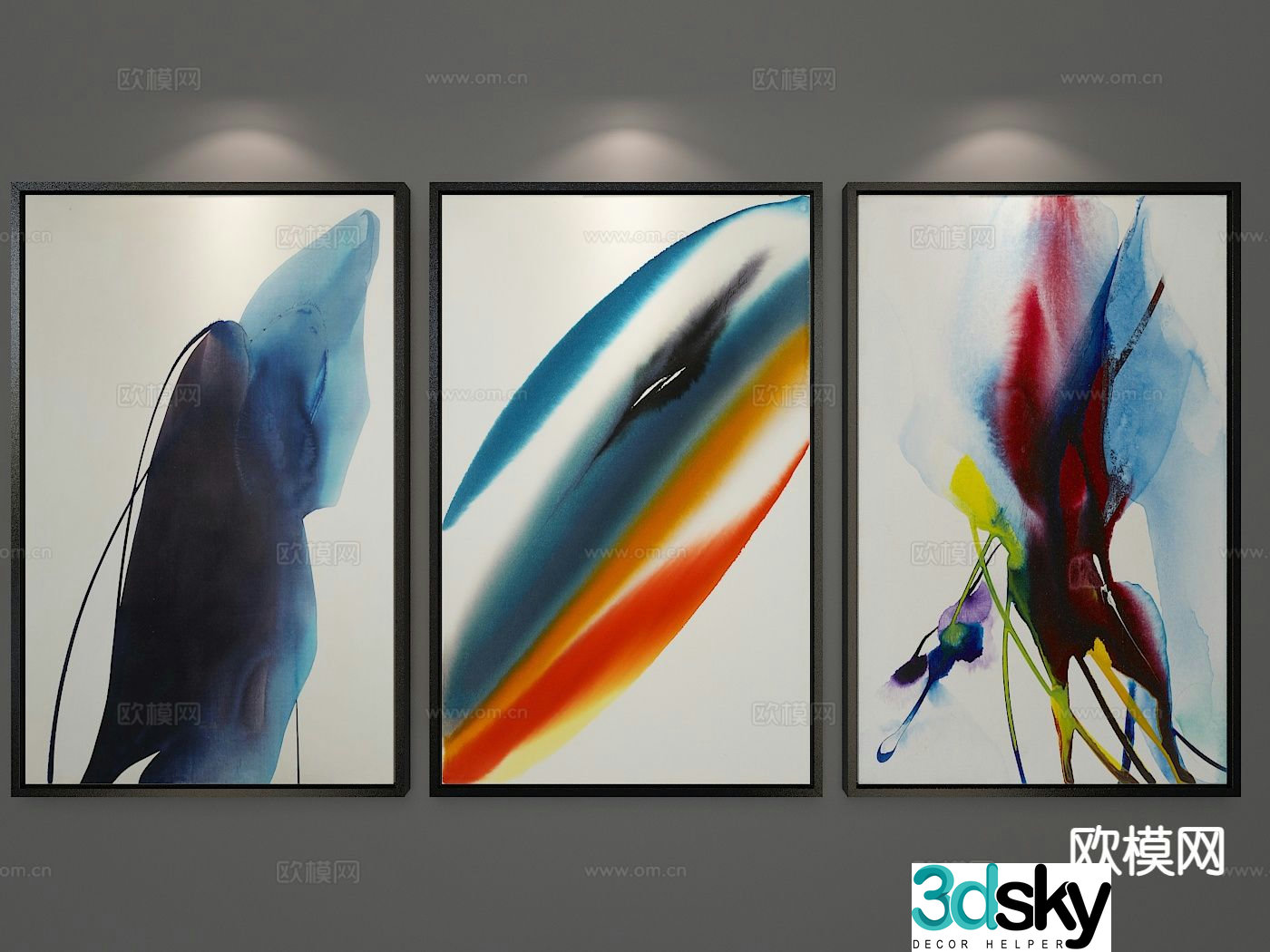 Modern abstract painting colorful hanging painting decorative hanging chart 3D model