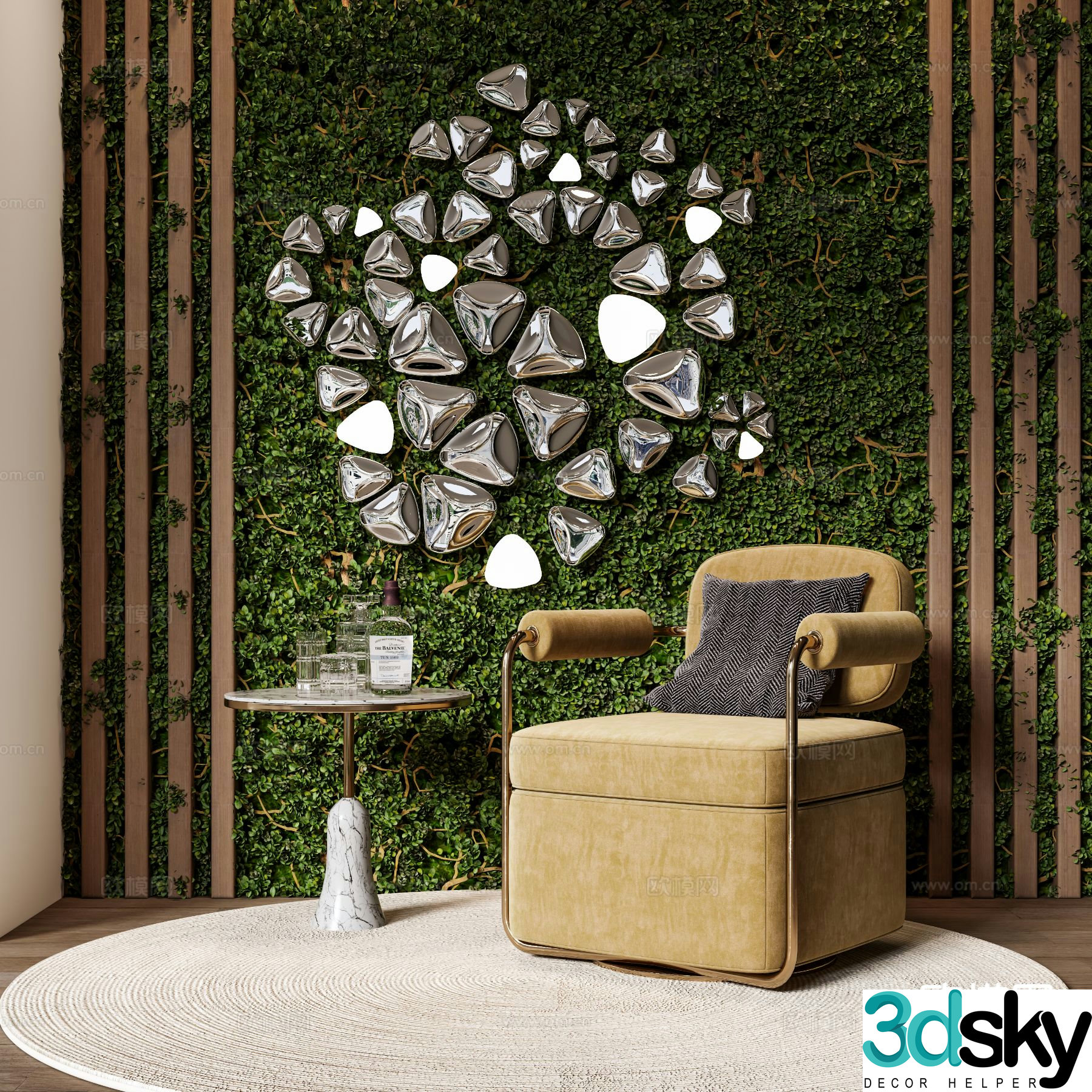 Modern sofa chair leisure chair table 3d model