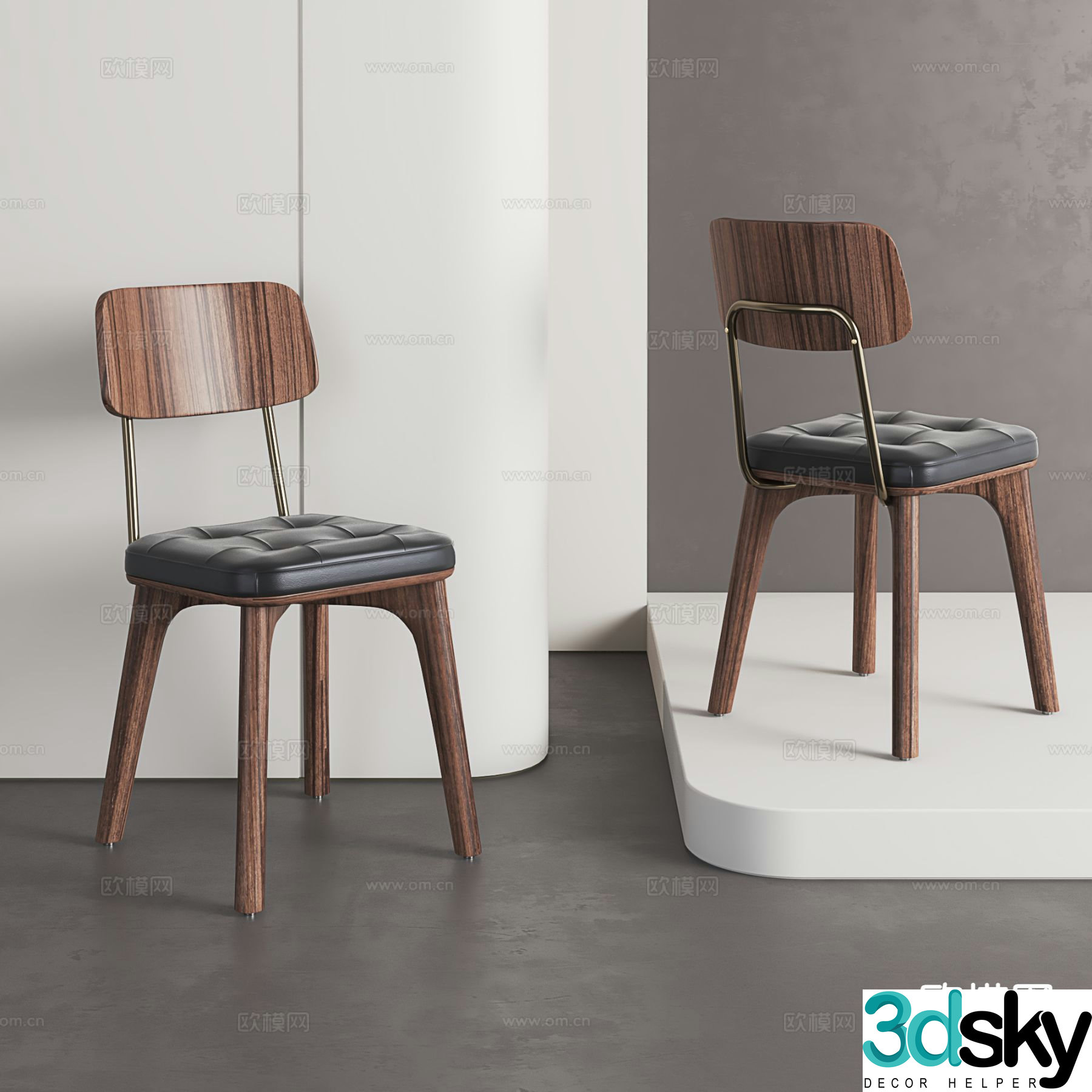 Italian single chair dining chair 3d model