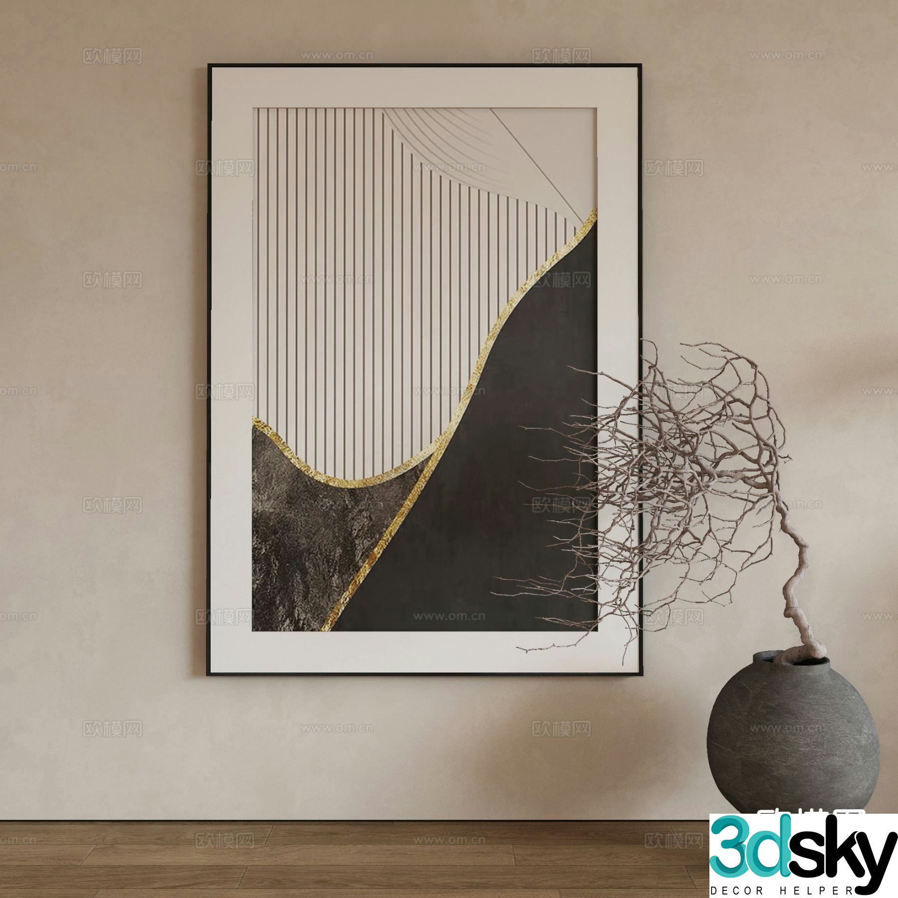 Modern texture painting decorative painting 3d model
