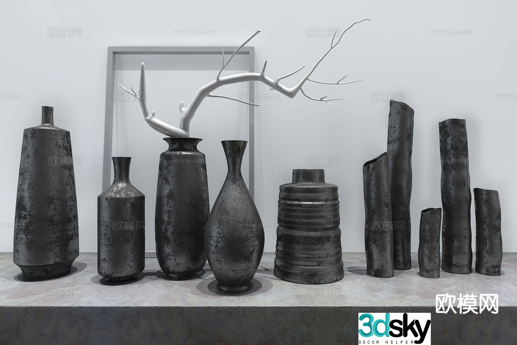 Modern vase bottle vessel pottery pot 3d model