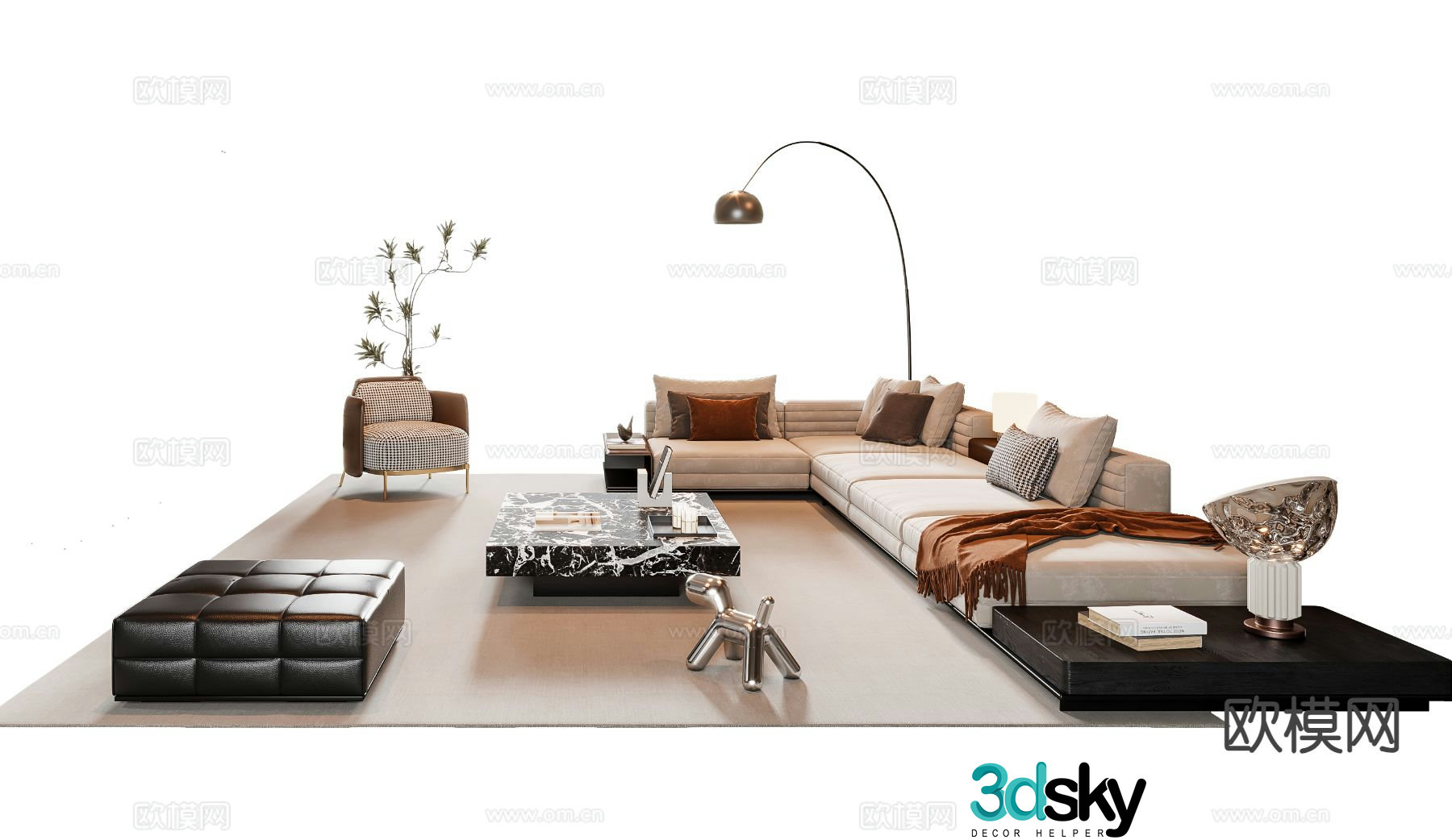 Modern sectional sofa 3d model