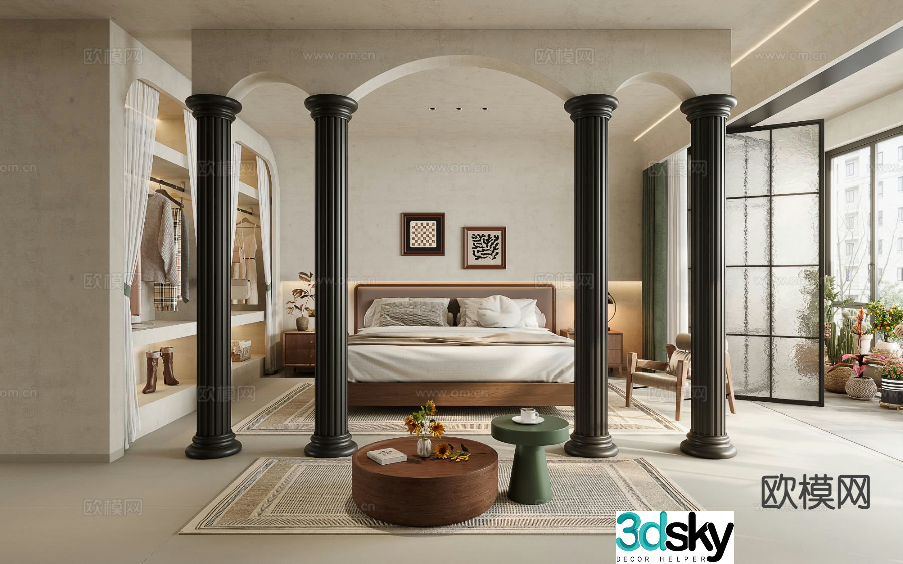Medieval style bedroom master bedroom 3d model
