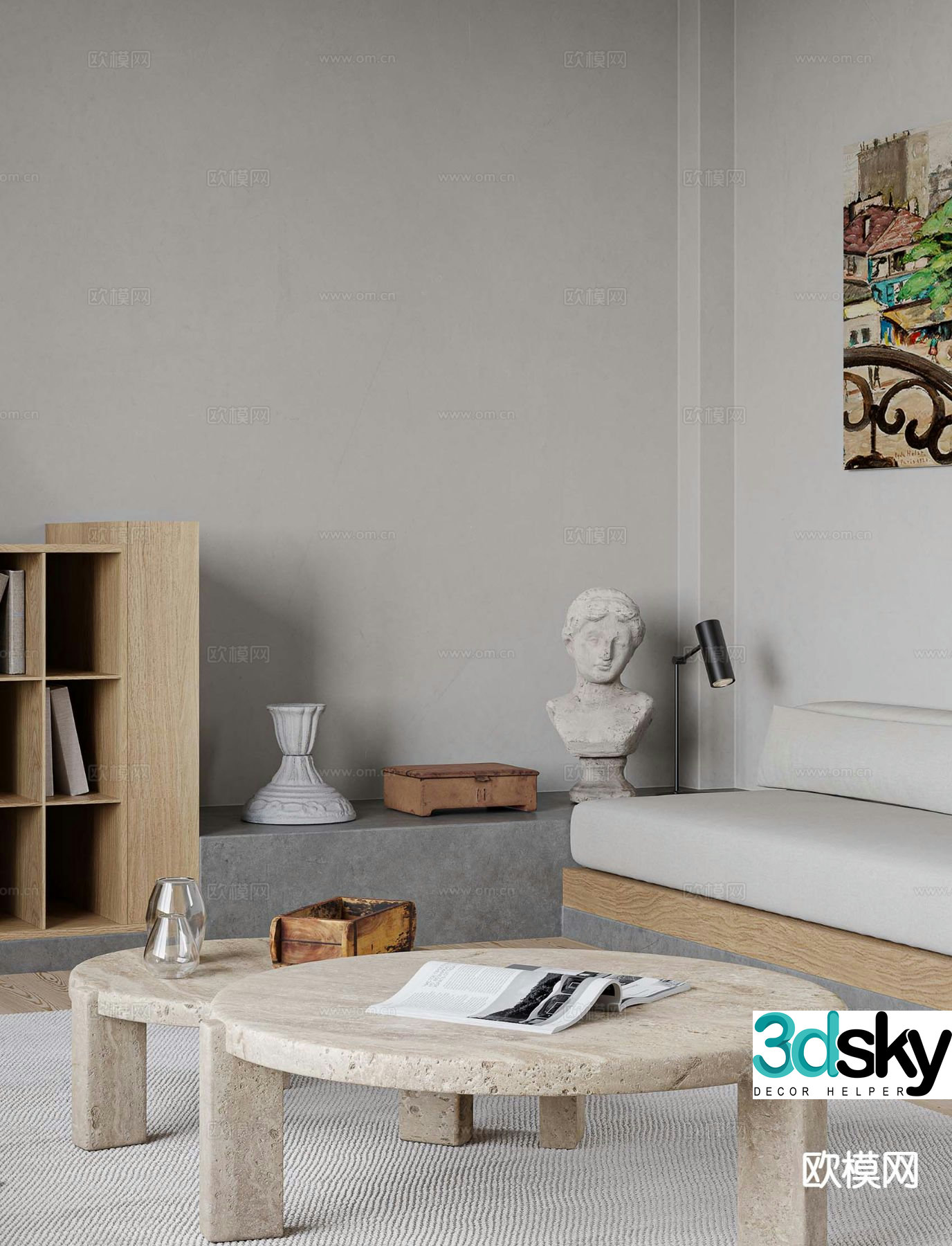 Modern double coffee table 3d model