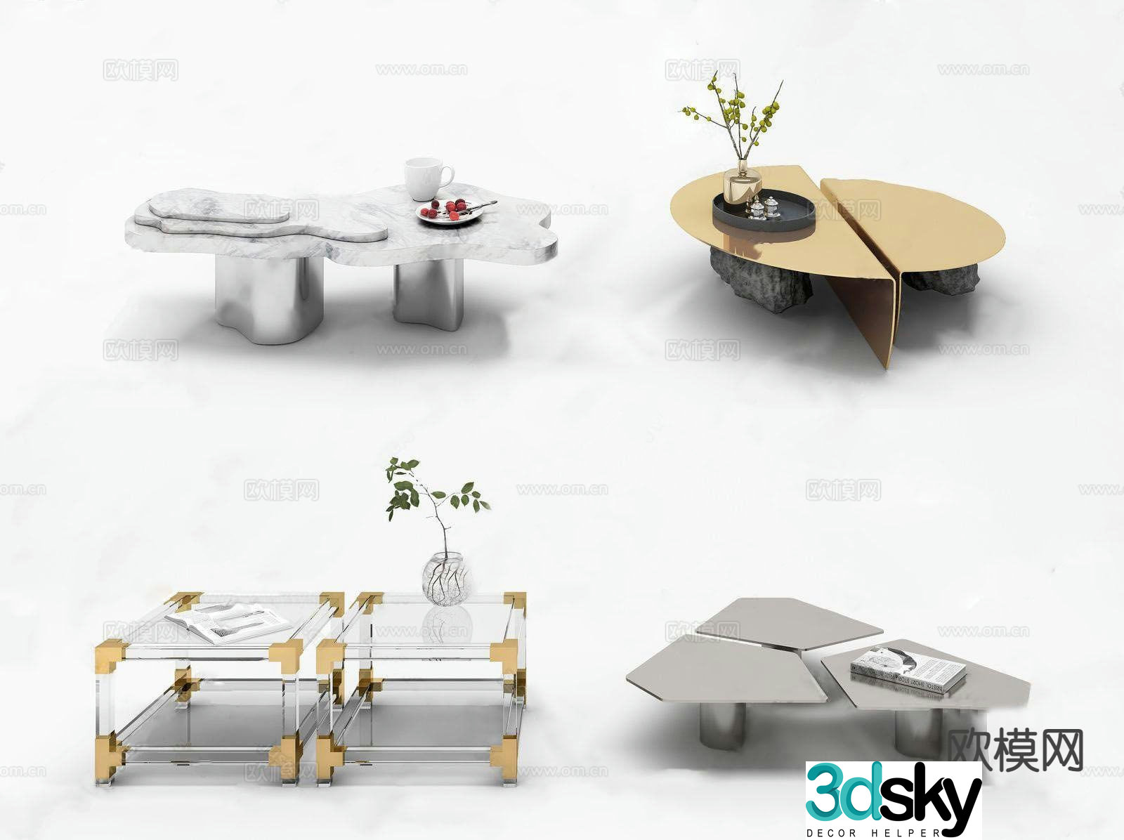 Modern coffee table irregular coffee table 3d model