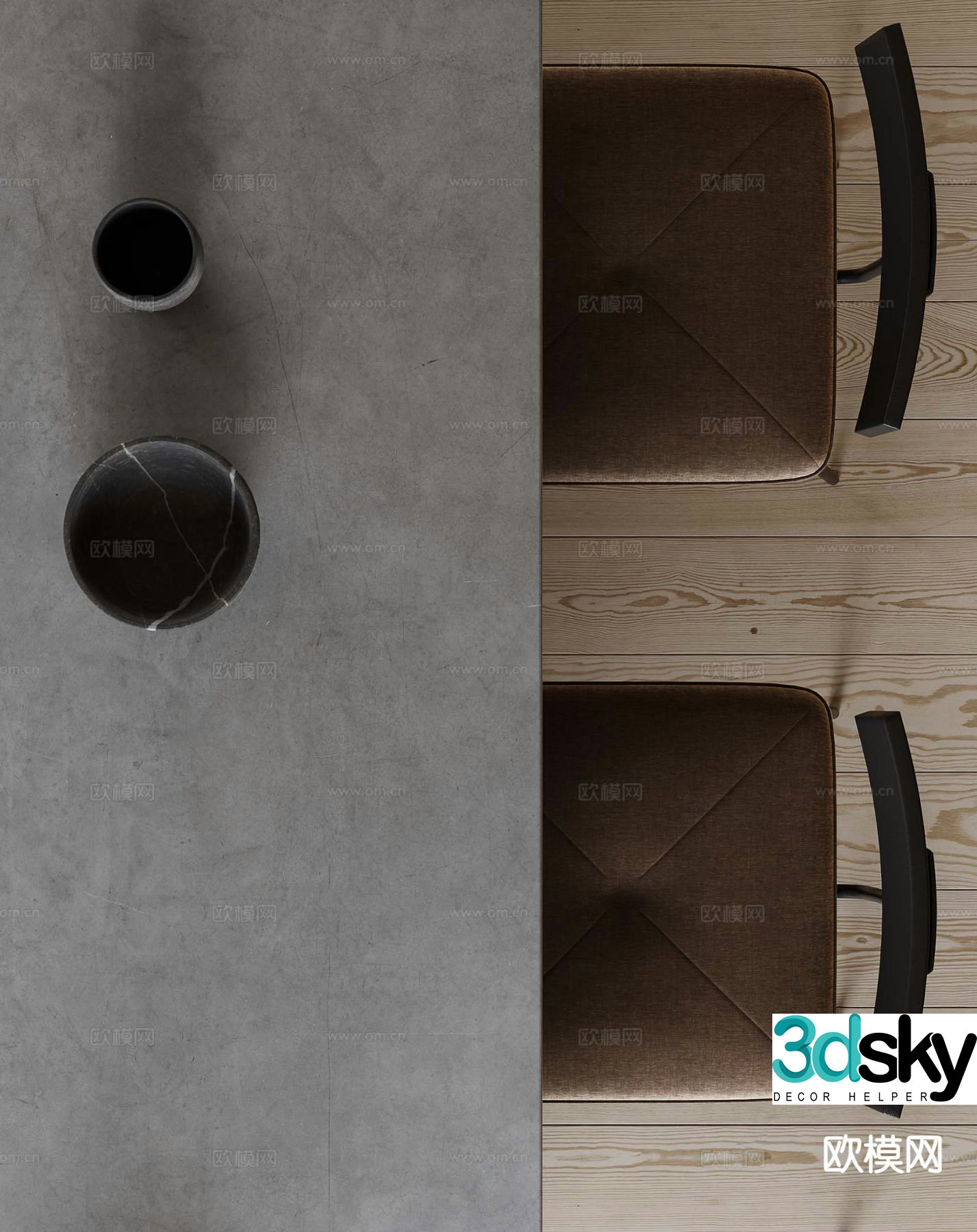 Modern dining table and chairs 3d model