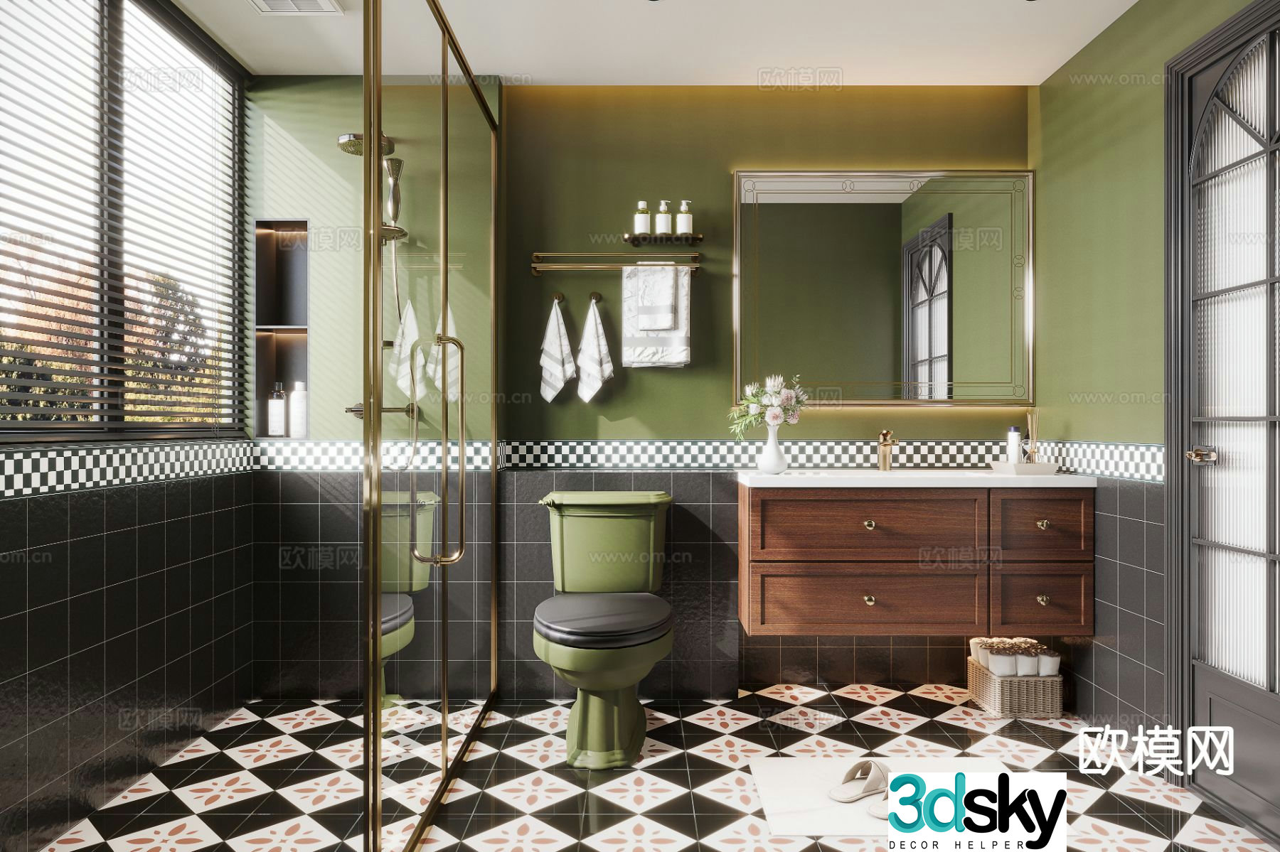 French retro bathroom bathroom 3d model