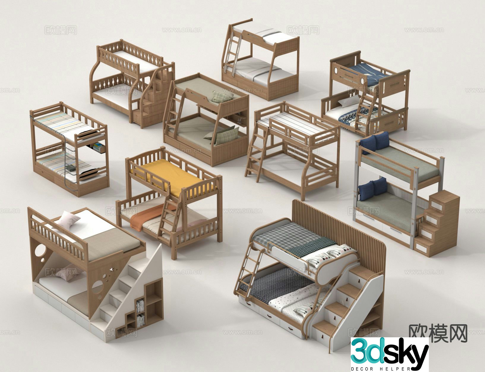 Bunk bed children’s bed bunk bed 3d model
