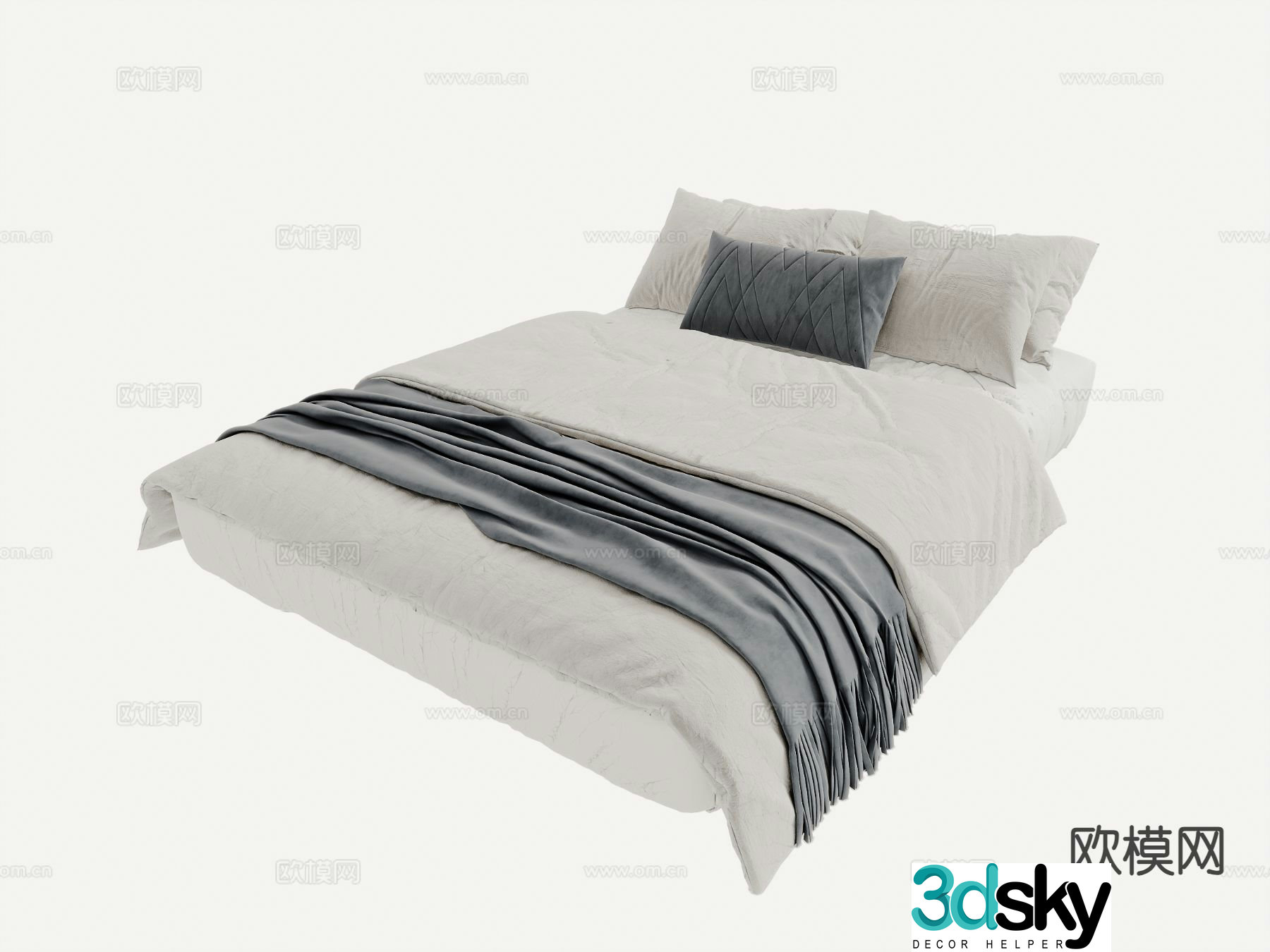 Modern double bed 3d model