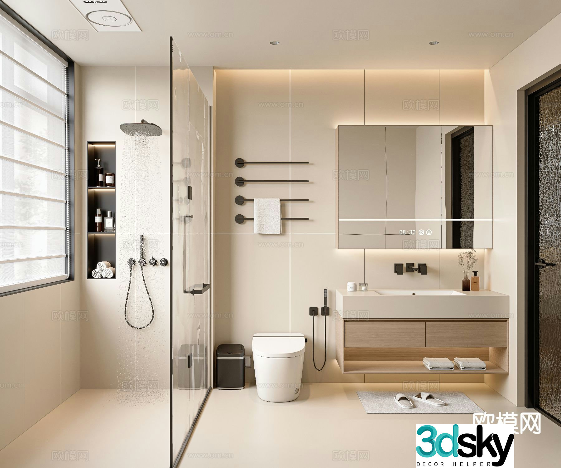 Cream style bathroom bathroom 3d model