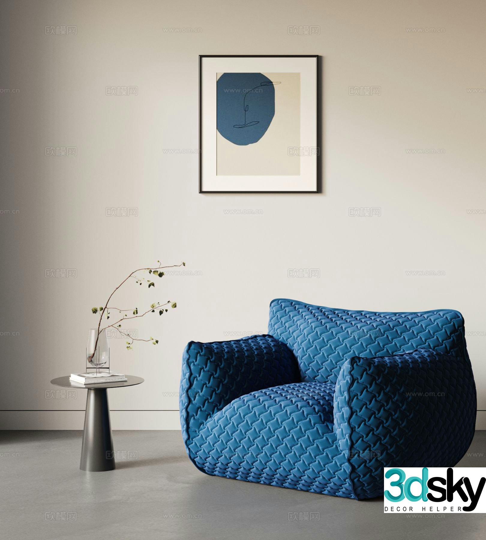Gervasoni upholstered sofa single sofa 3d model