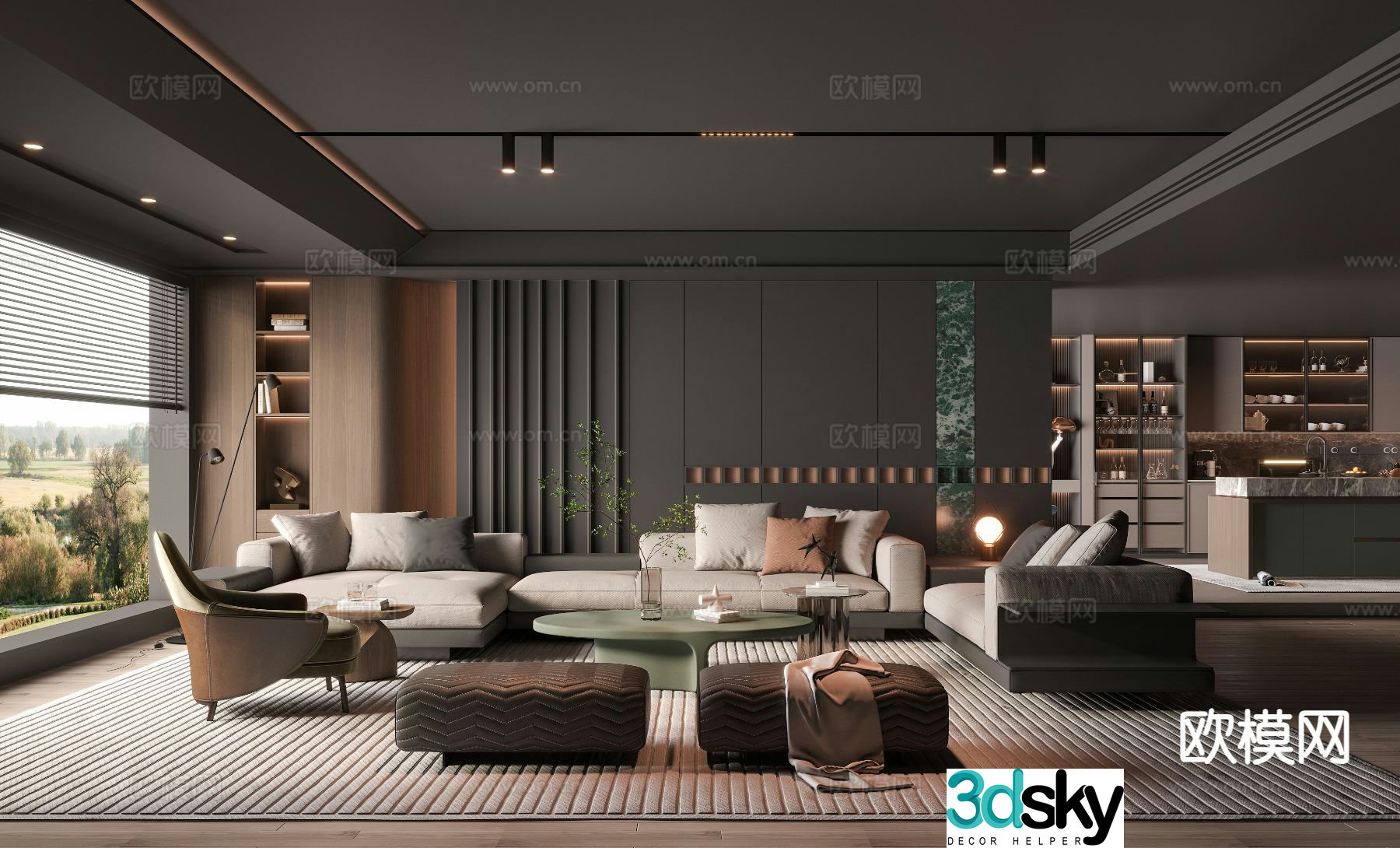 Light luxury living room 3D model