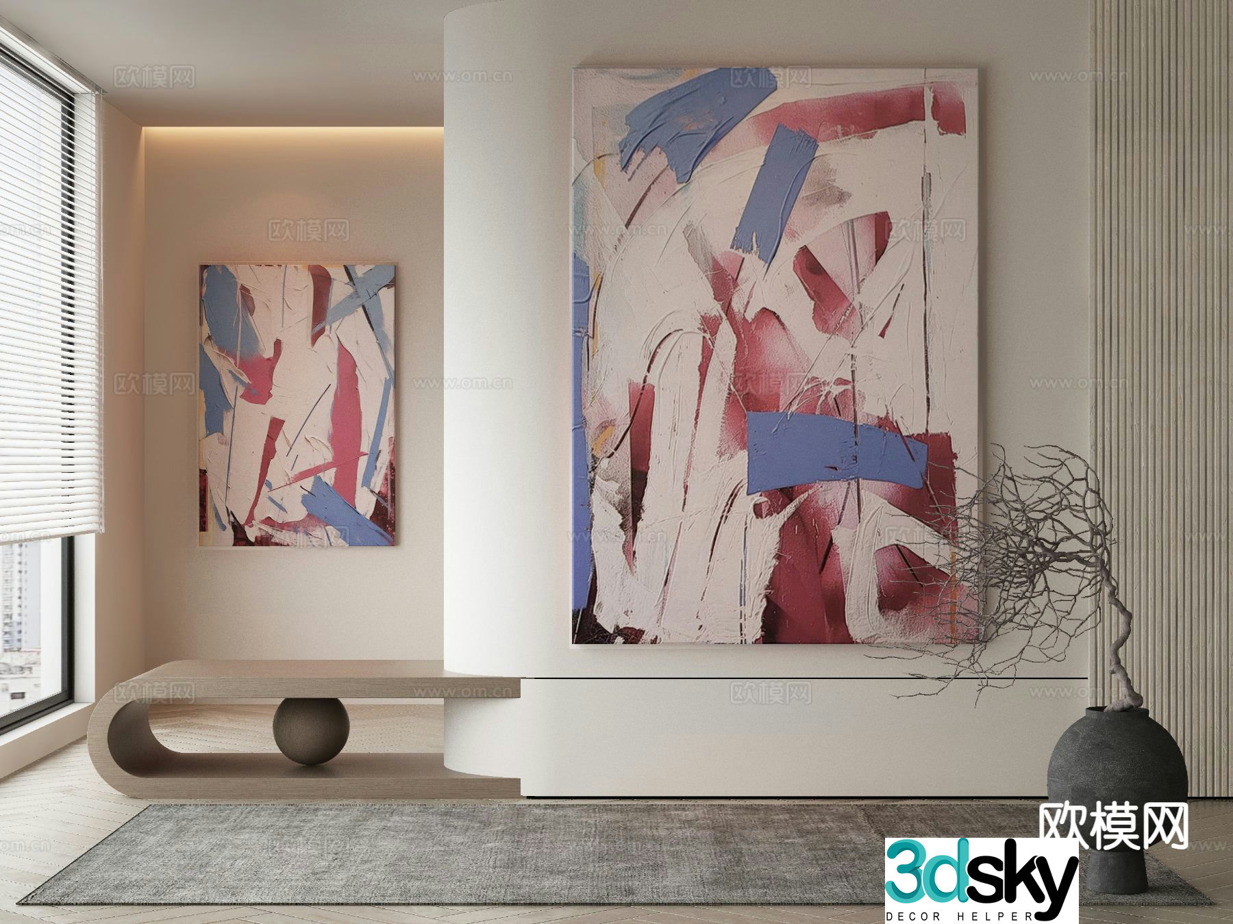 Modern decorative painting abstract oil painting 3d model