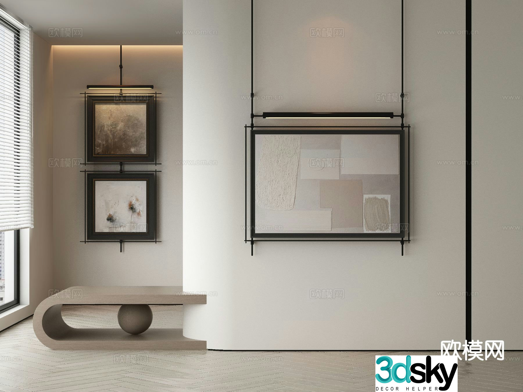 Modern texture painting decorative painting 3d model