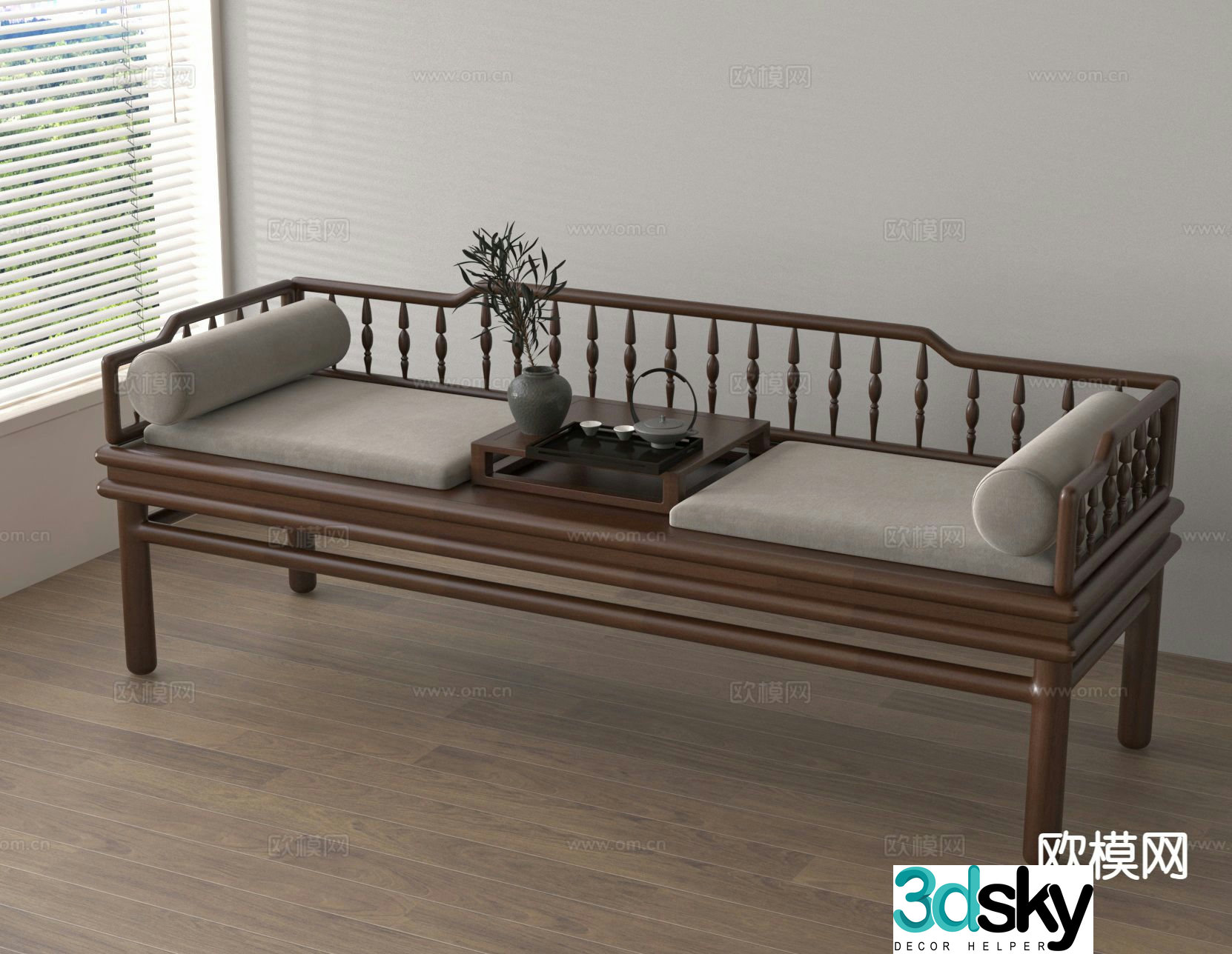 New Chinese style Luohan bed Luohan collapse 3D model