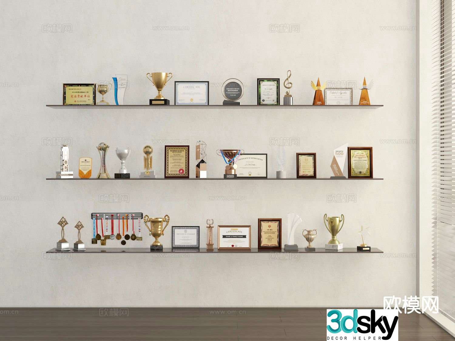 Trophy Certificate of Honor 3D model