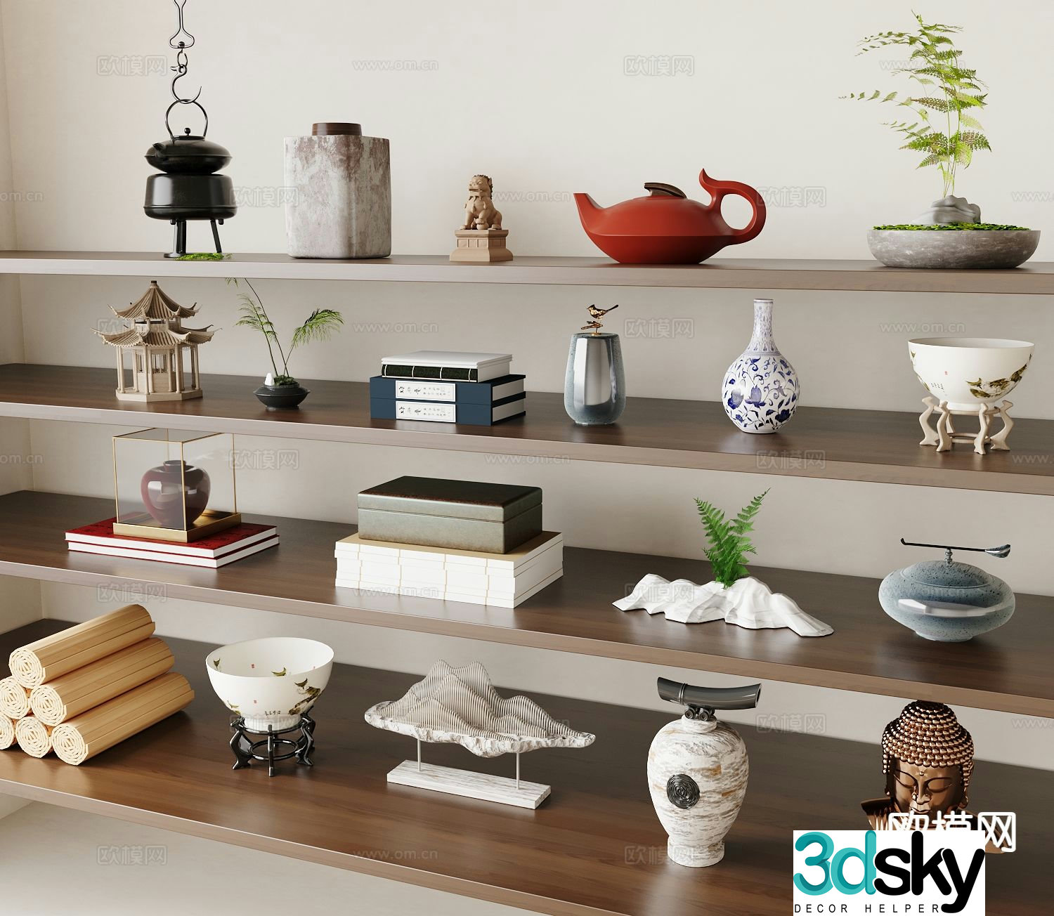 New Chinese style jewelry ornaments books ornaments 3d model