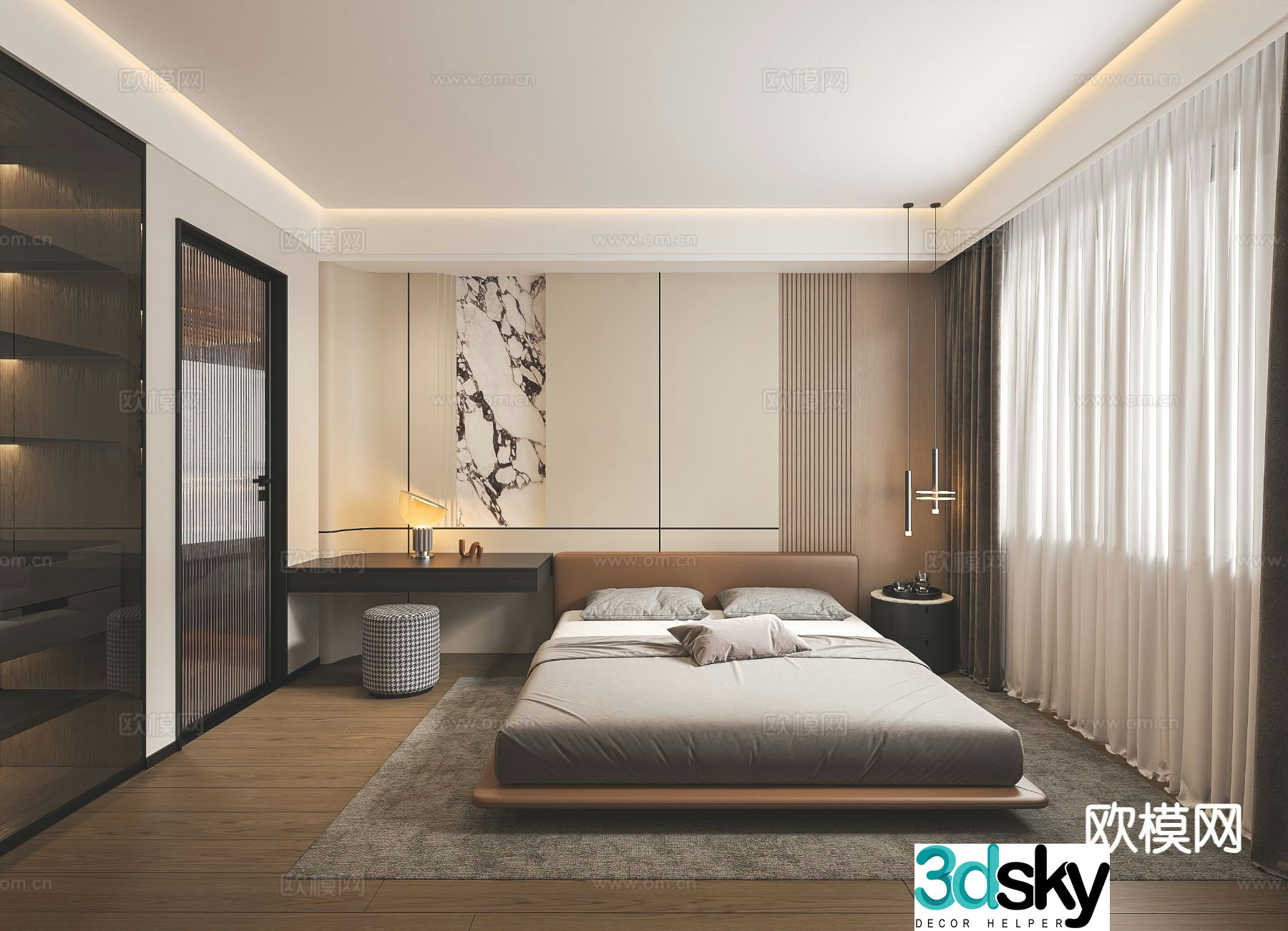 Modern master bedroom daughter’s room master bathroom dressing room 3D model