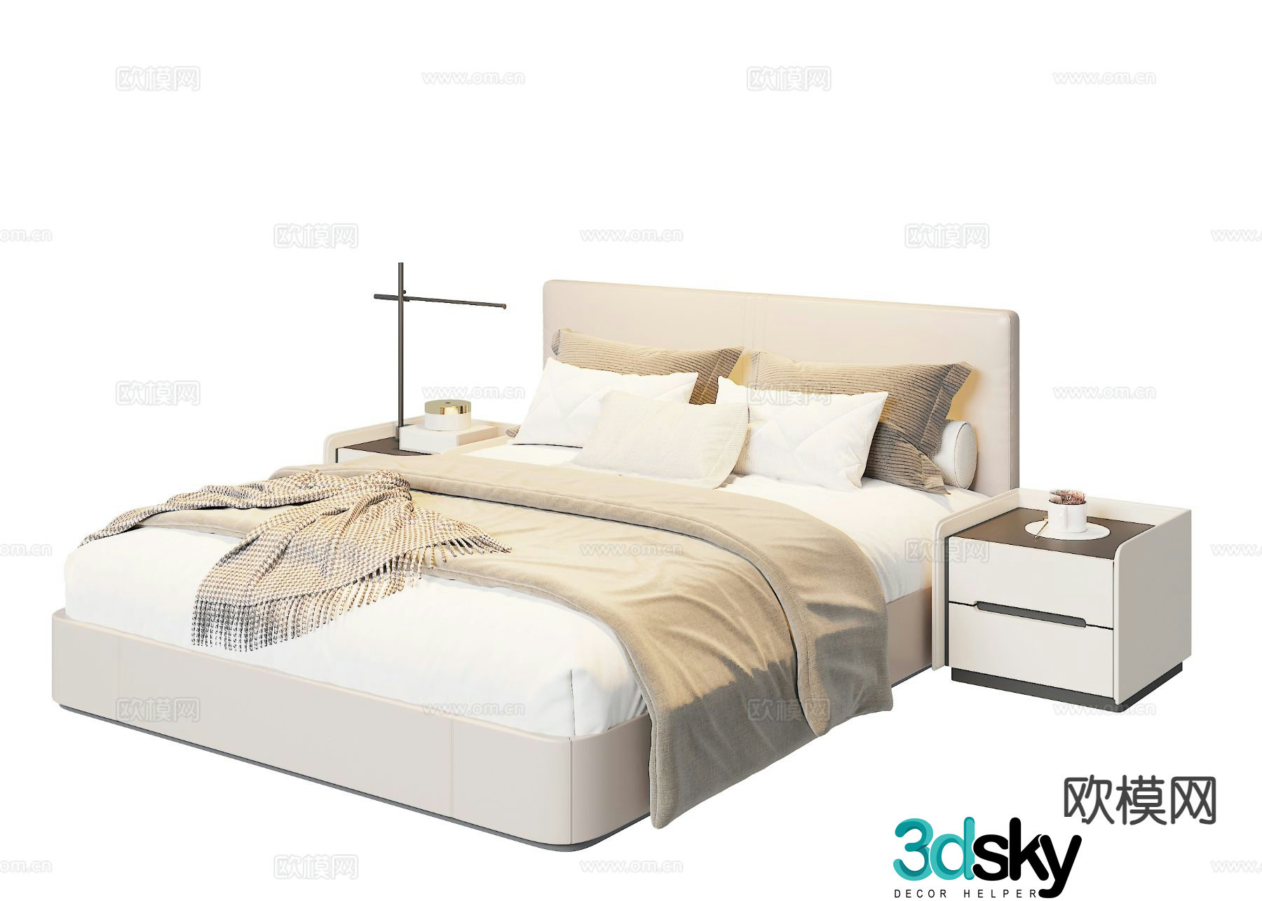 Modern double bed 3d model