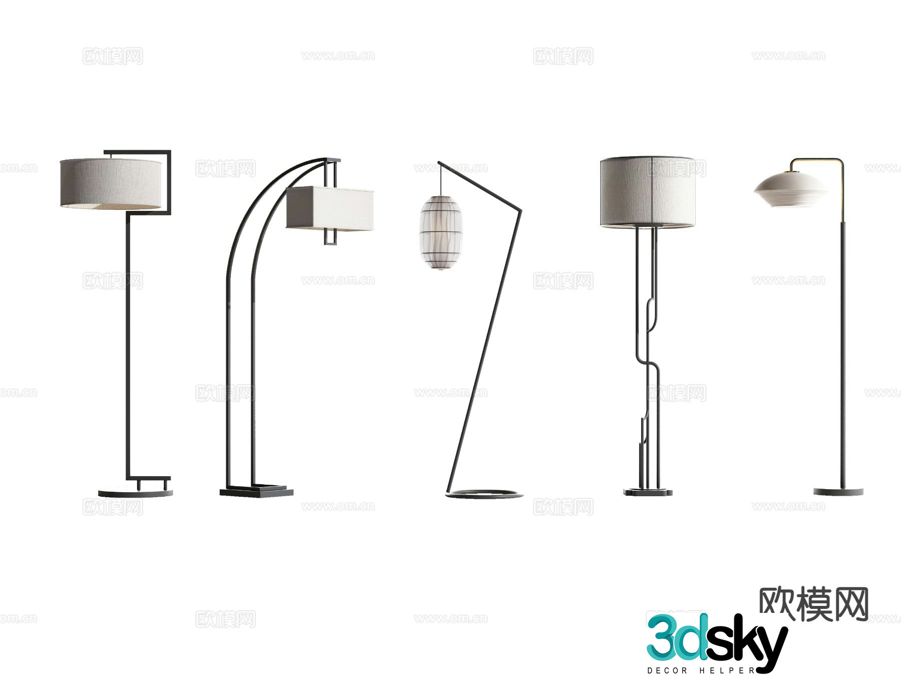 New Chinese style floor lamp 3d model