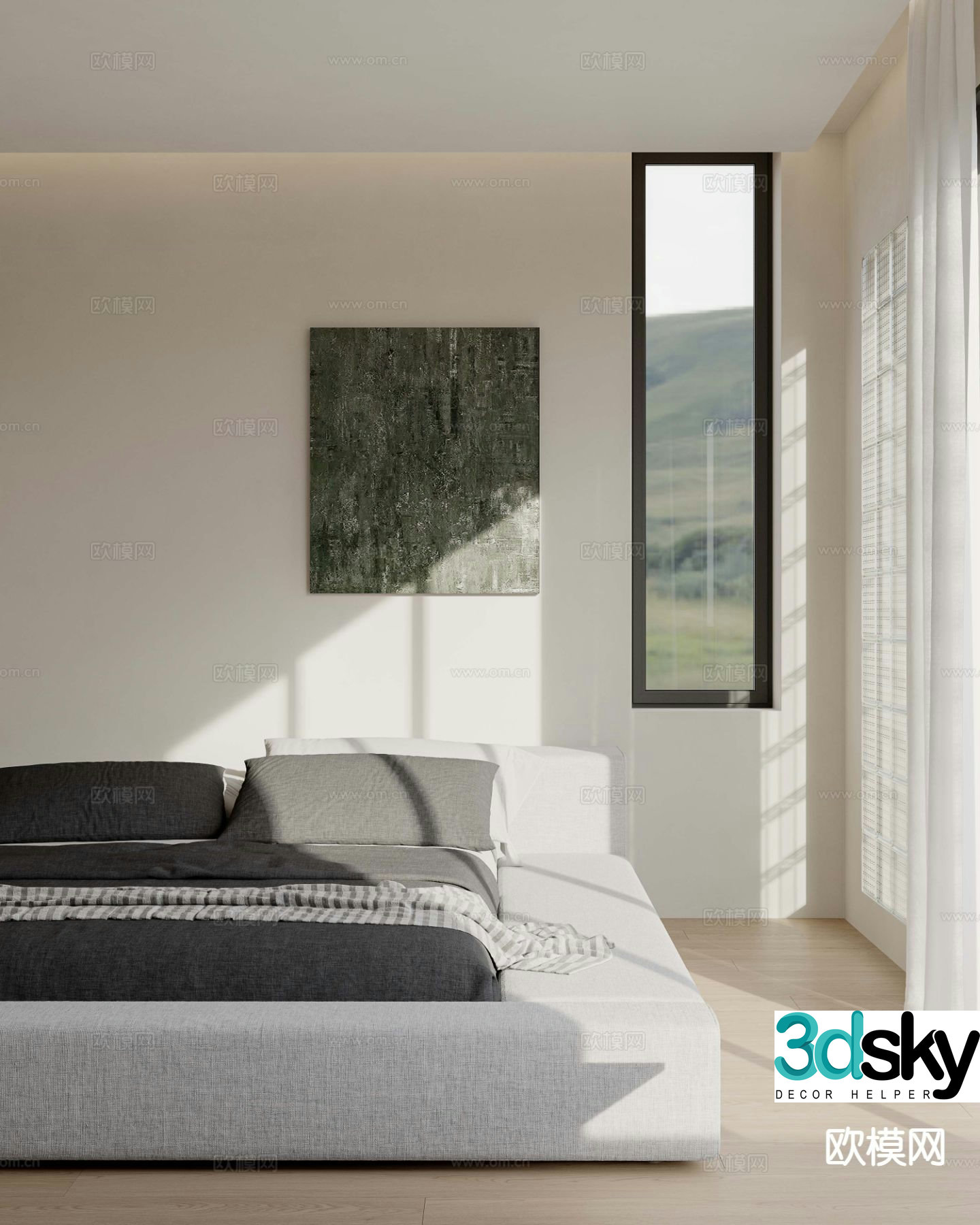Modern double bed 3d model