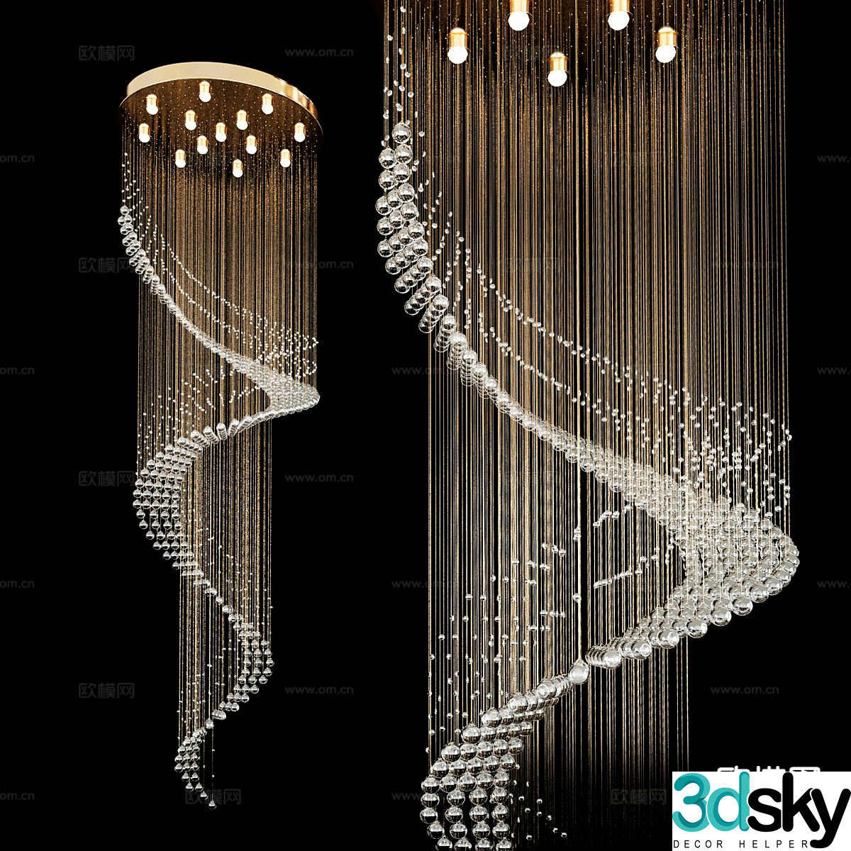 Light luxury crystal lamp hotel decorative lamp 3d model