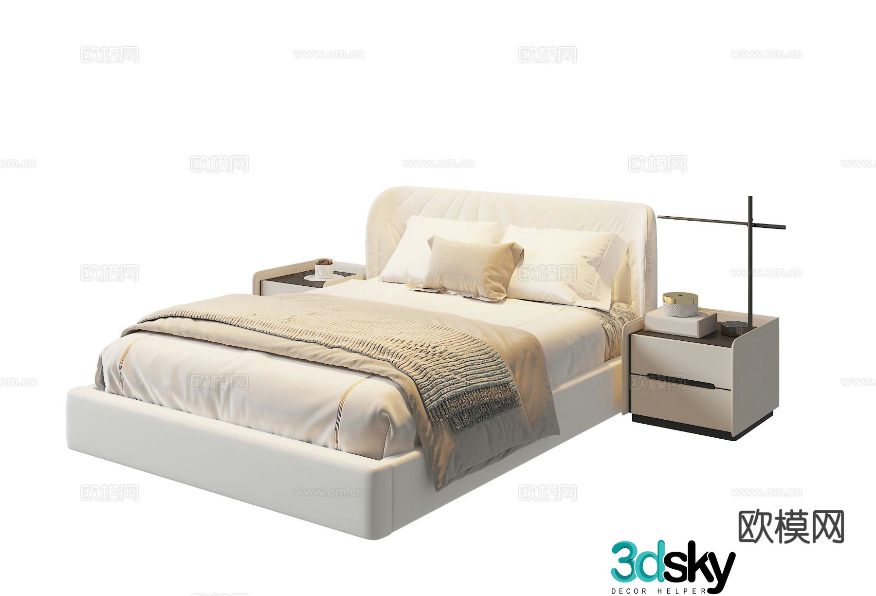 Modern double bed 3d model
