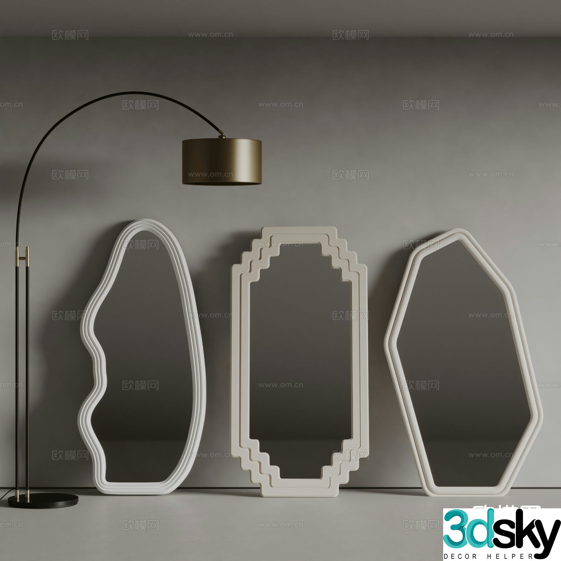 Rossin irregular full length mirror floor mirror mirror 3d model