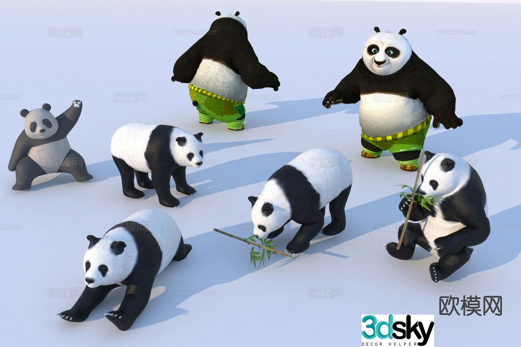 Panda sculpture landscape sculpture 3d model