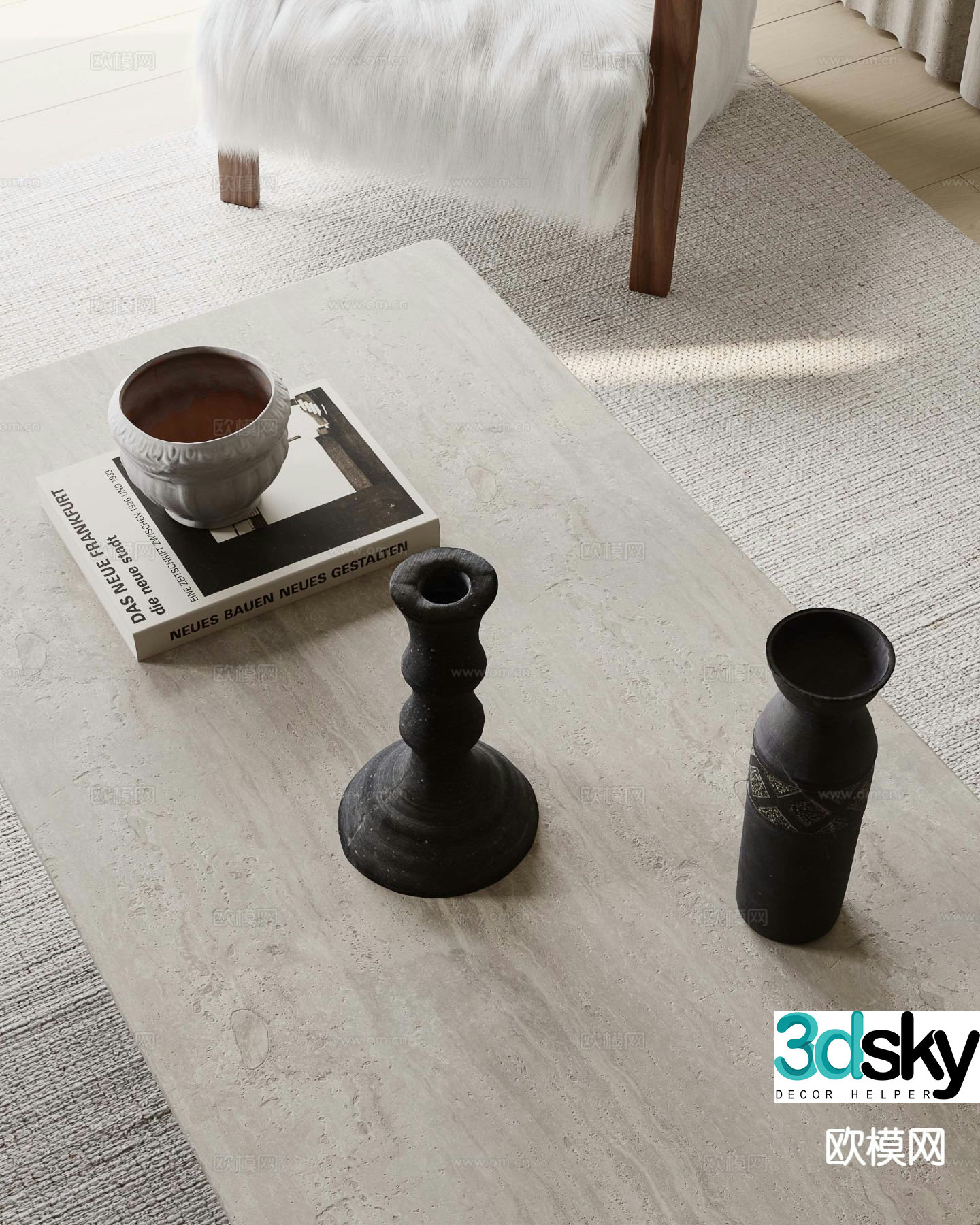 Modern coffee table decorations 3d model