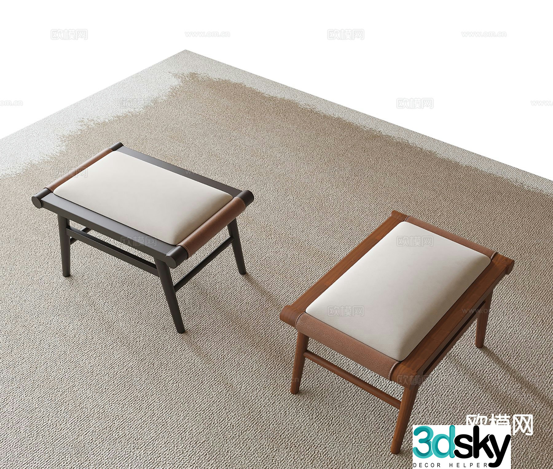 Modern stool shoe changing stool 3d model