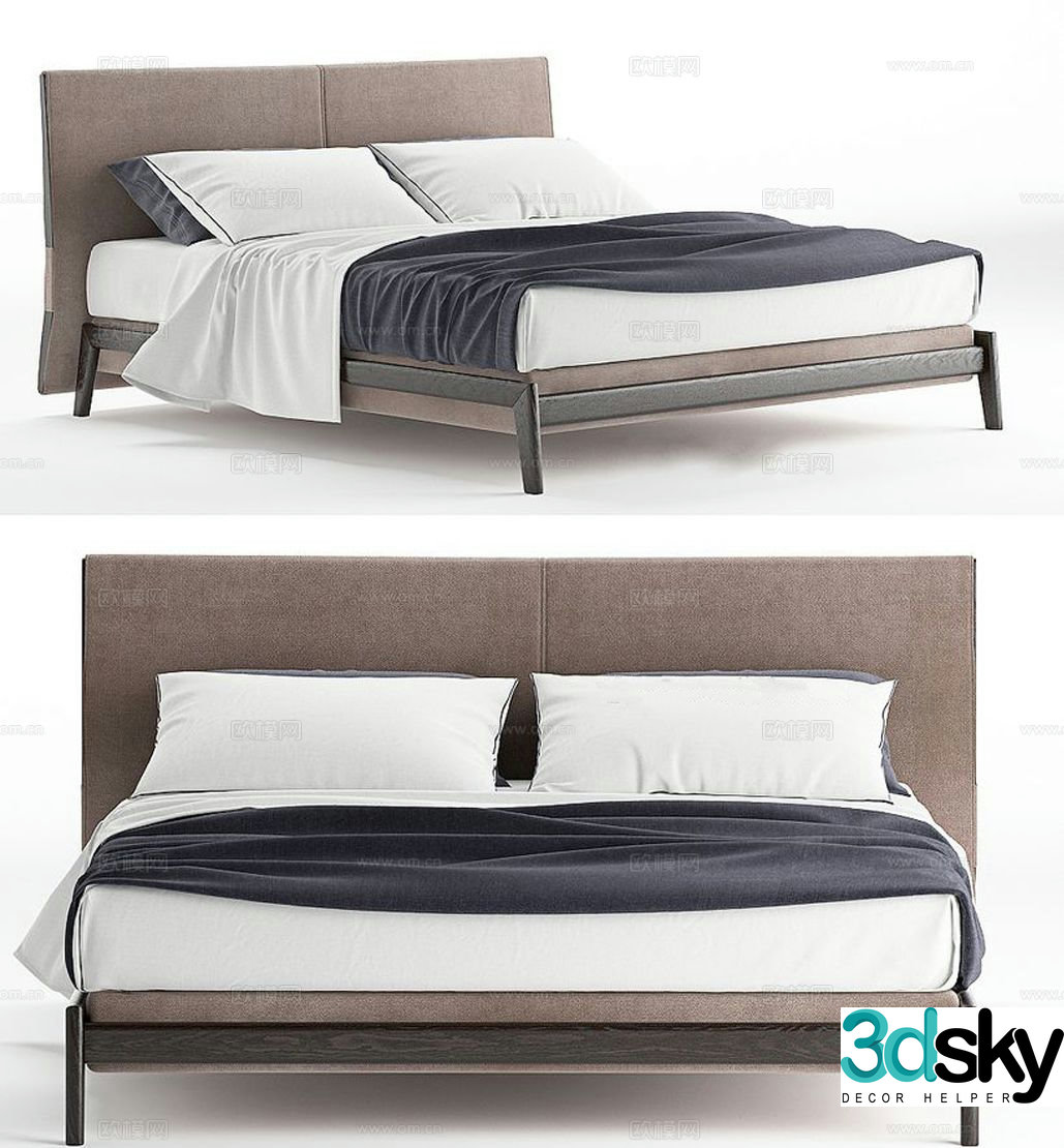 Nordic double bed 3d model