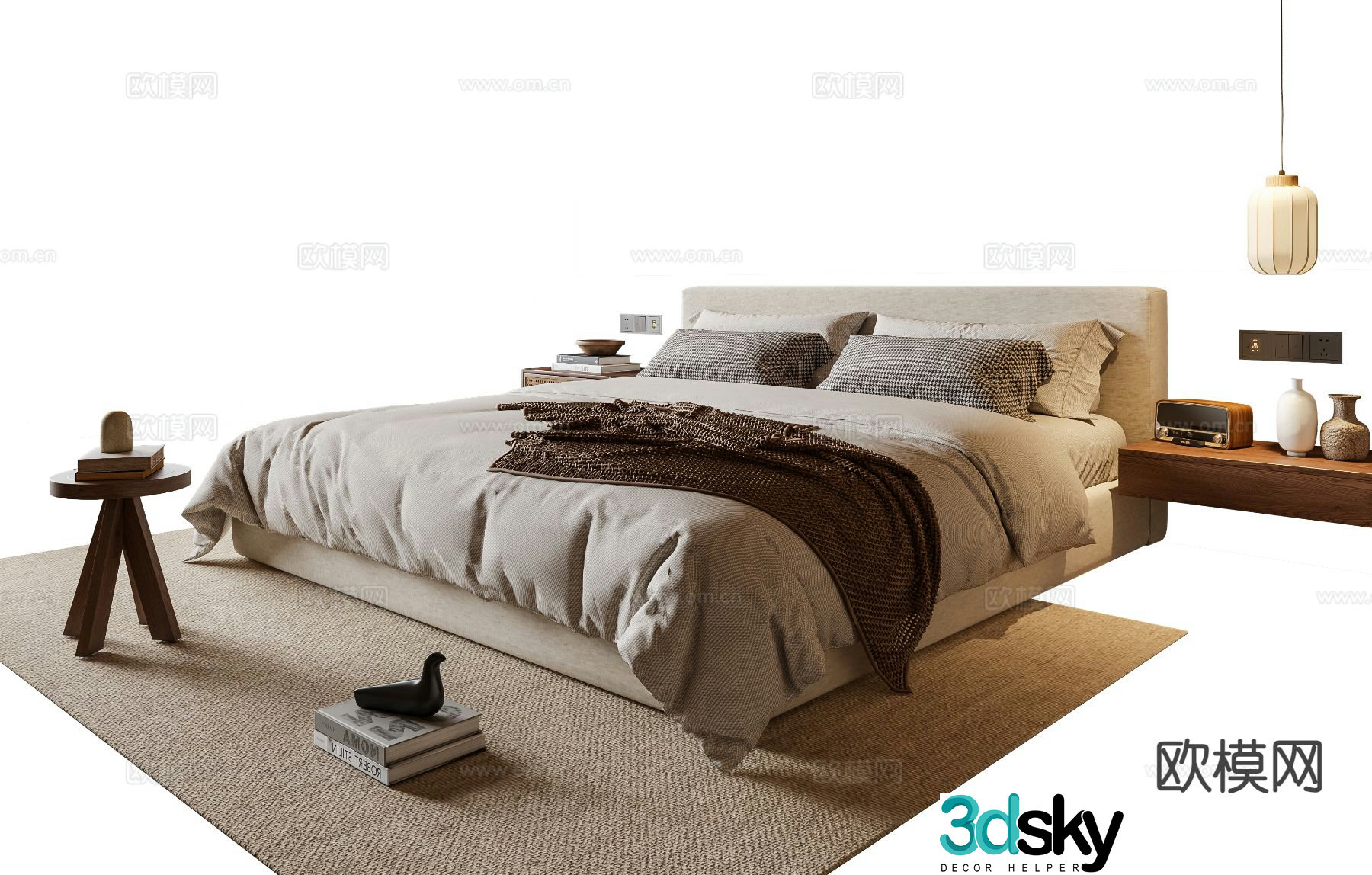 Wabi-sabi double bed 3d model
