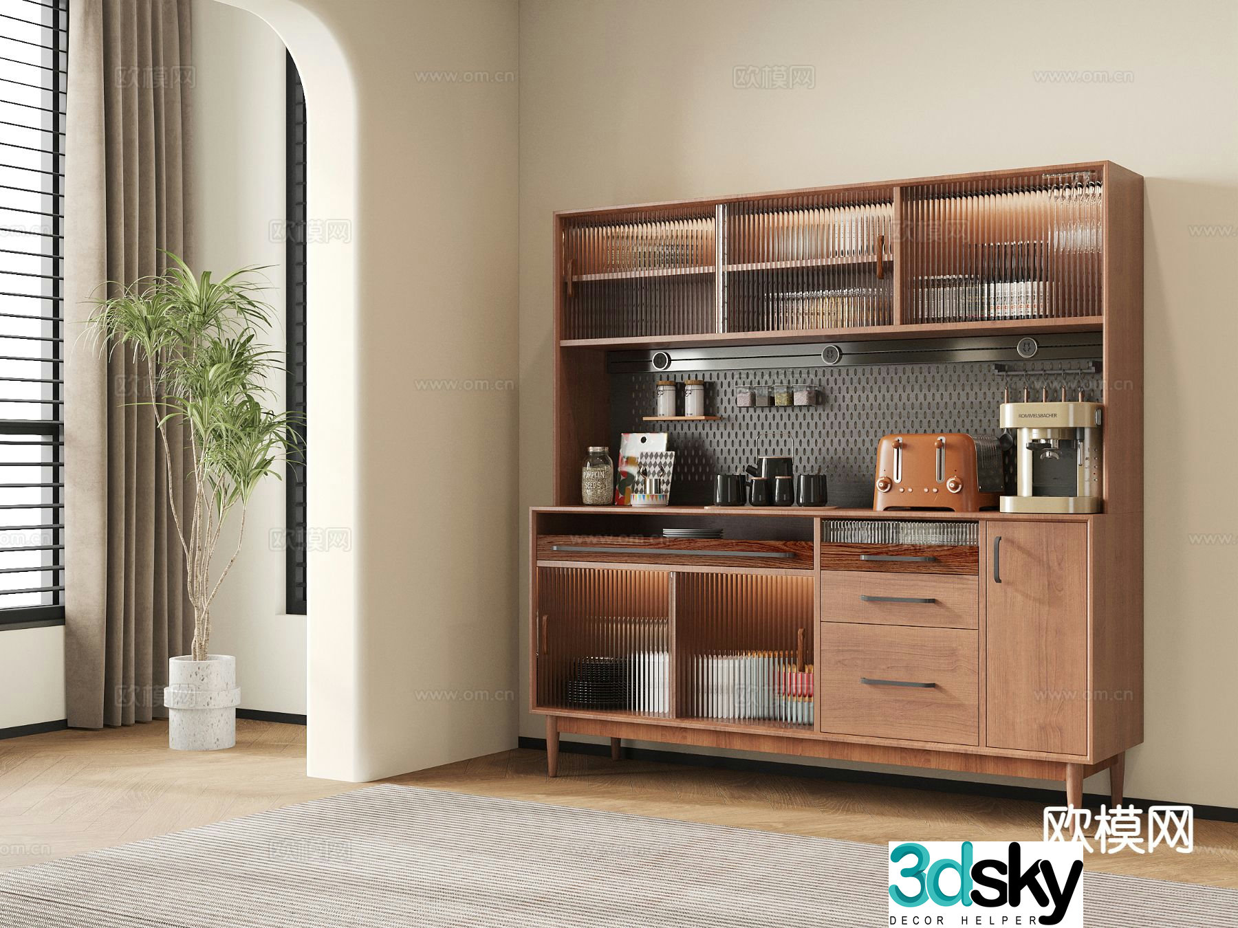 Medieval style sideboard 3d model
