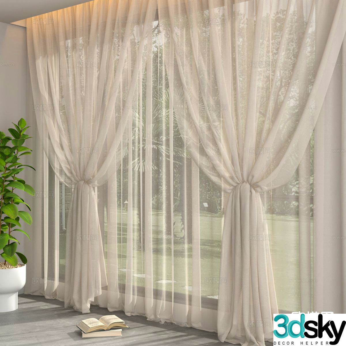 French gauze curtain curtain 3d model