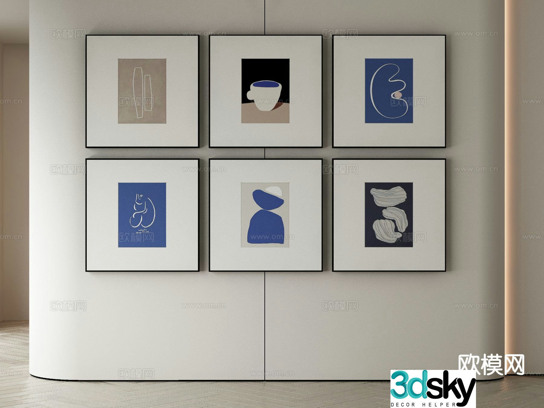 Modern art painting decorative painting 3d model
