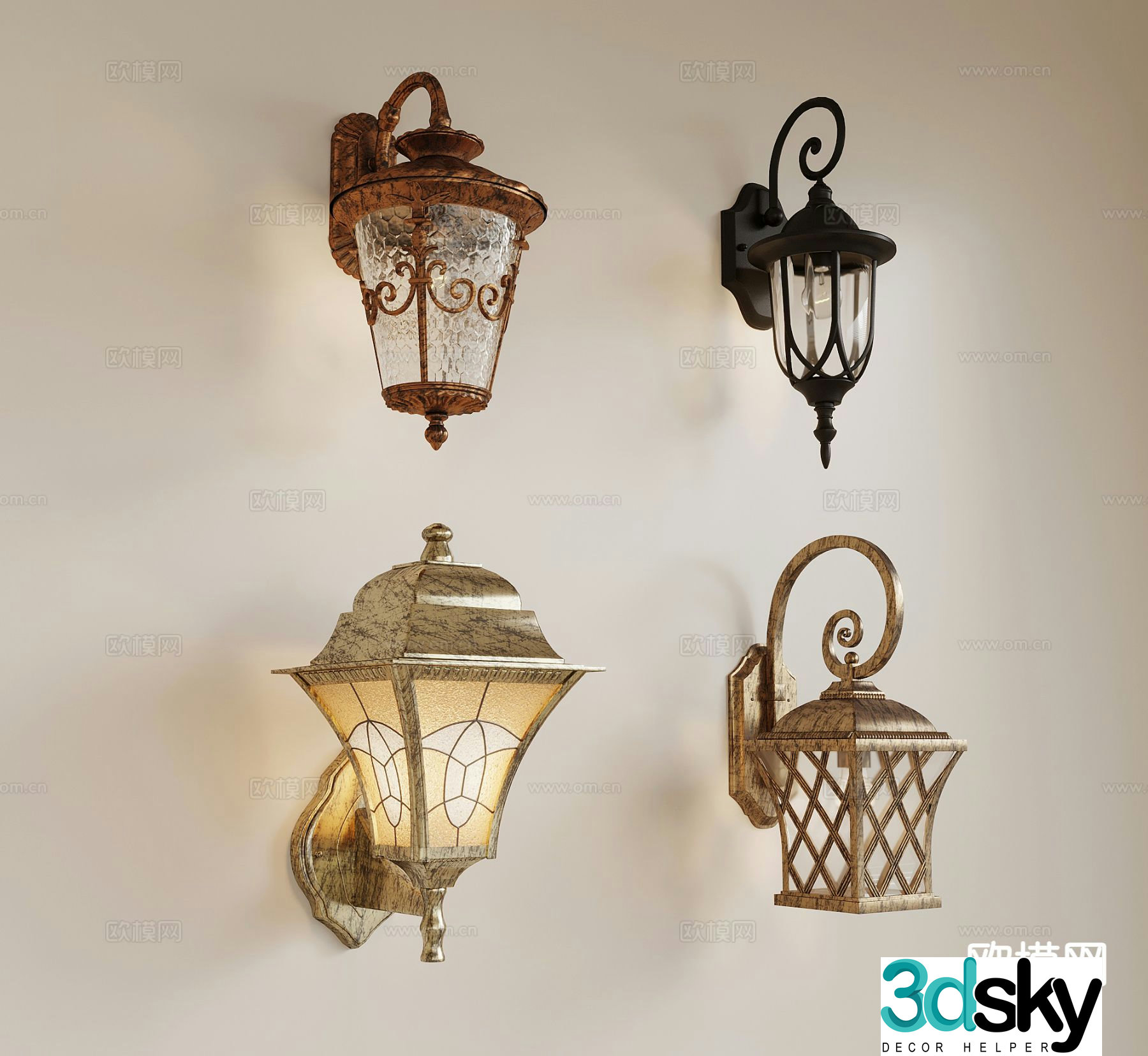 French wall lamp iron wall lamp outdoor wall lamp 3d model
