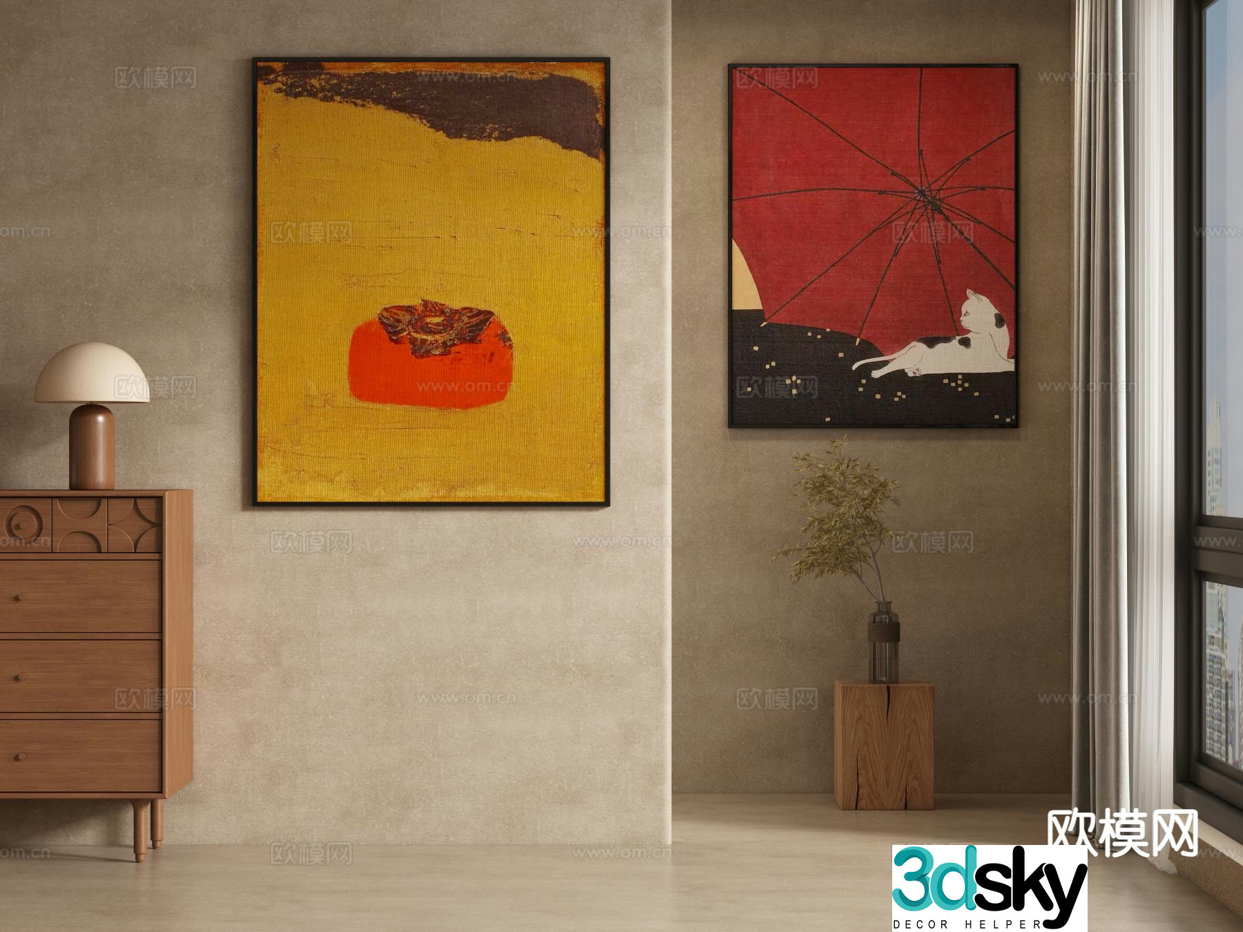 Medieval style decorative painting retro painting hanging painting 3D model