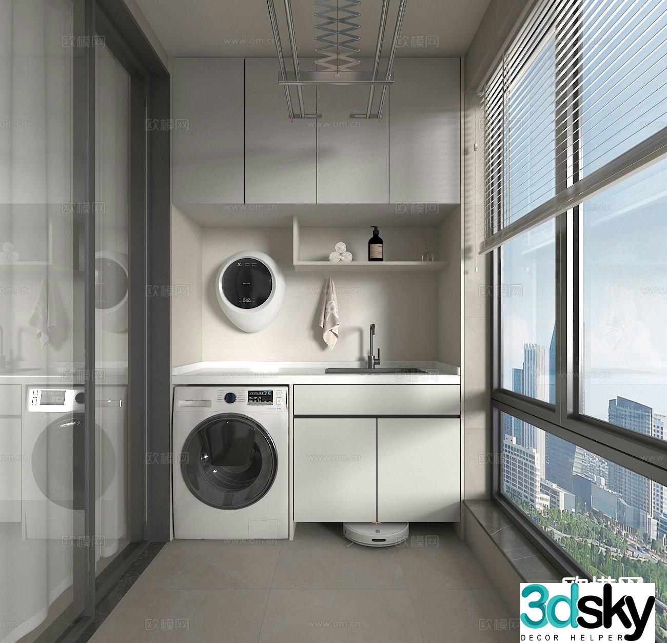 Modern living balcony 3d model