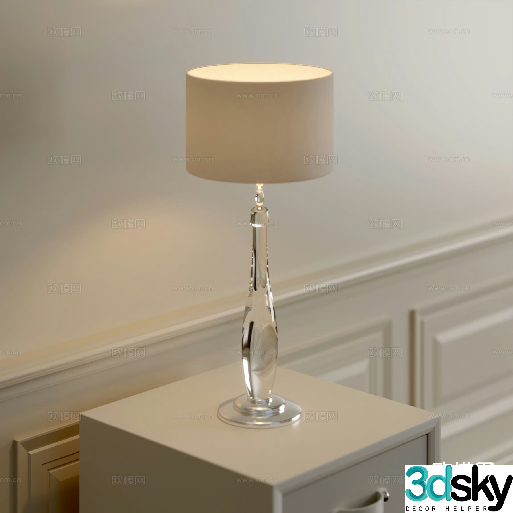 Modern glass table lamp 3d model