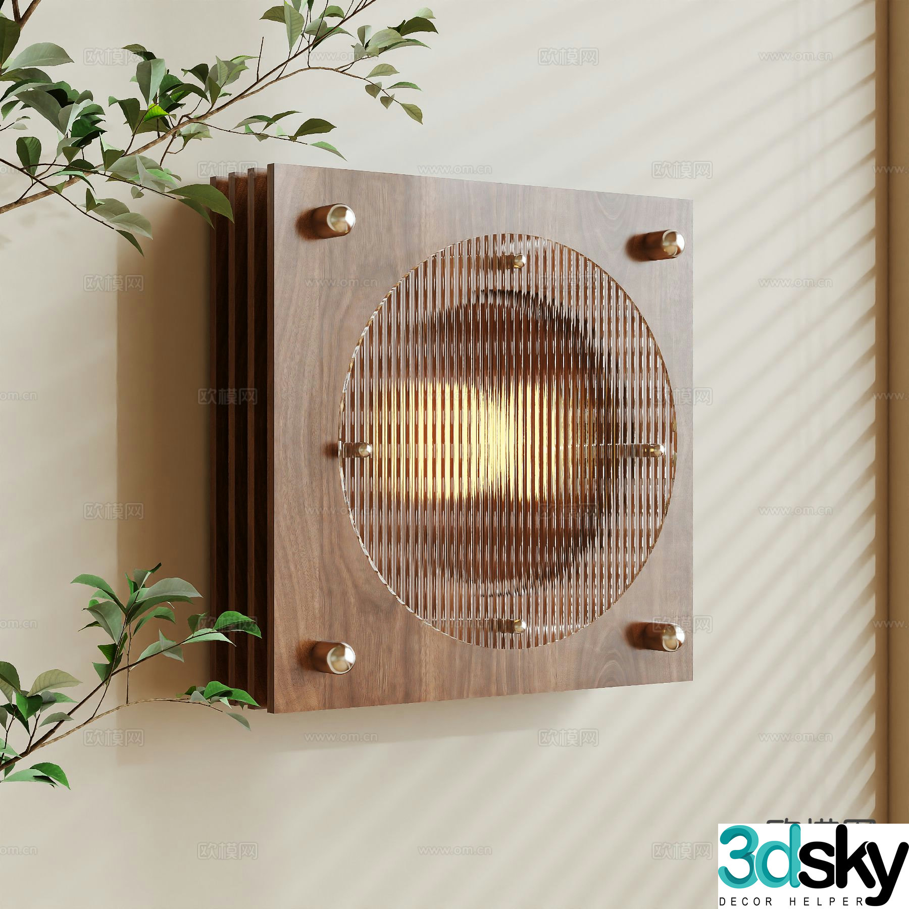 Log style wall lamp ambient light 3d model