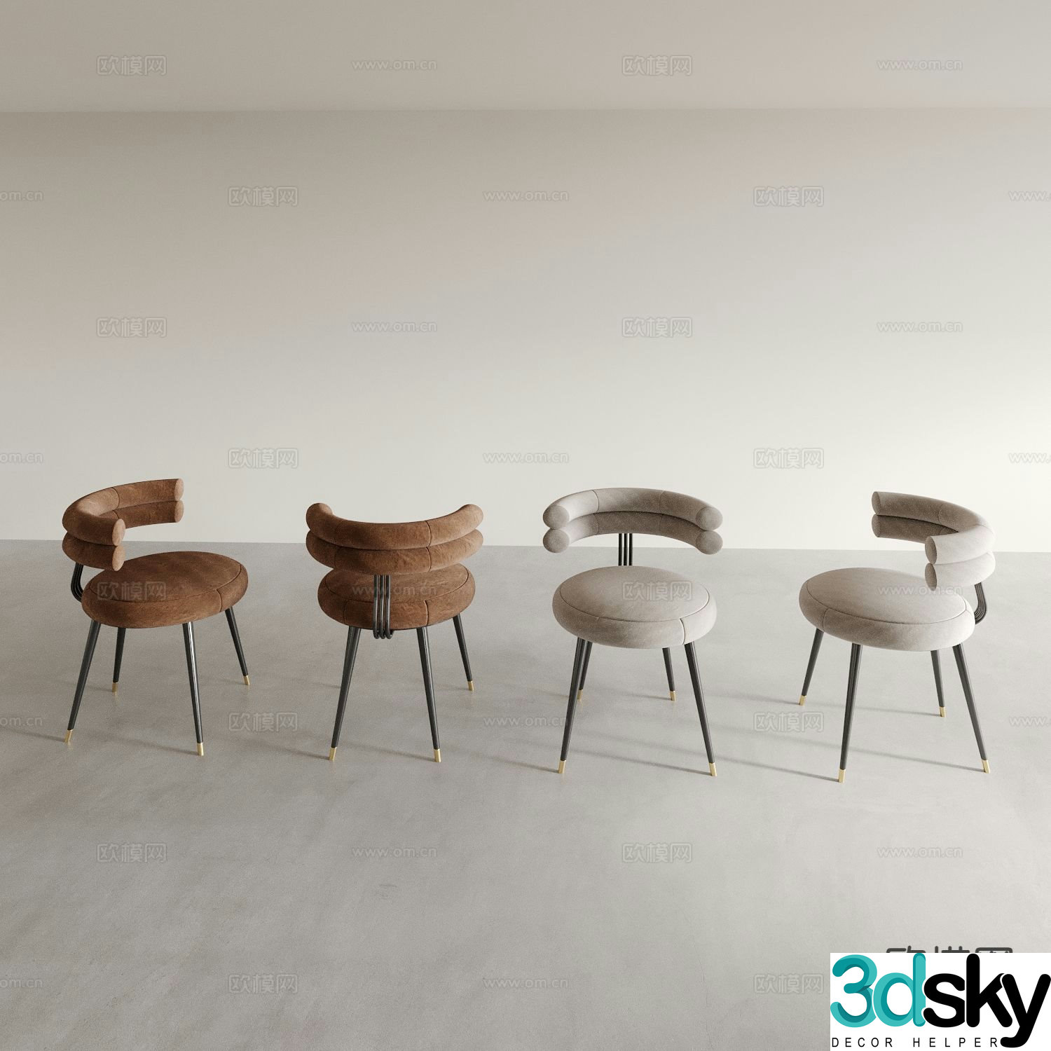 Dining chair tea chair leisure chair 3d model