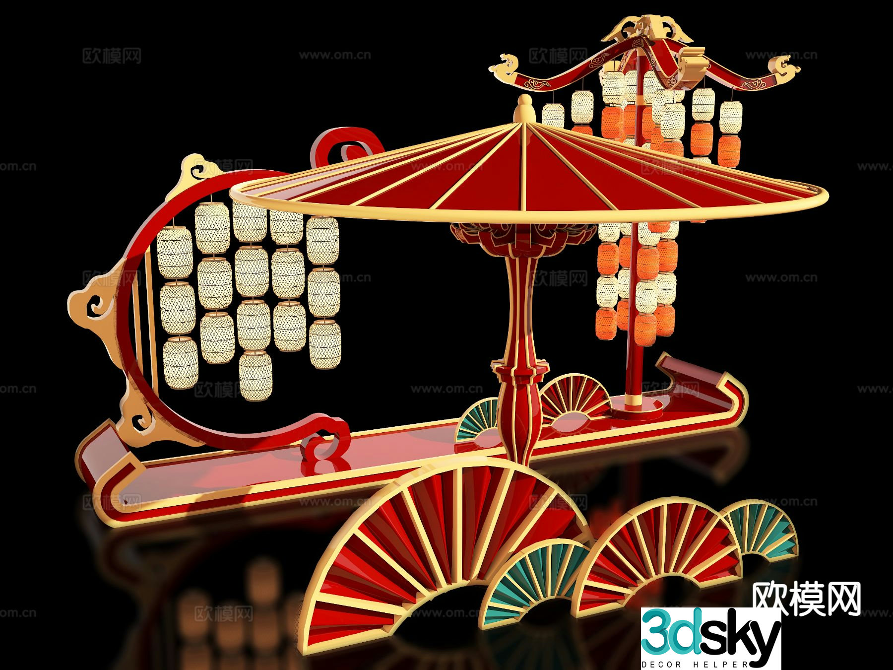New Chinese style stage presentation ancient style film and television props 3D model