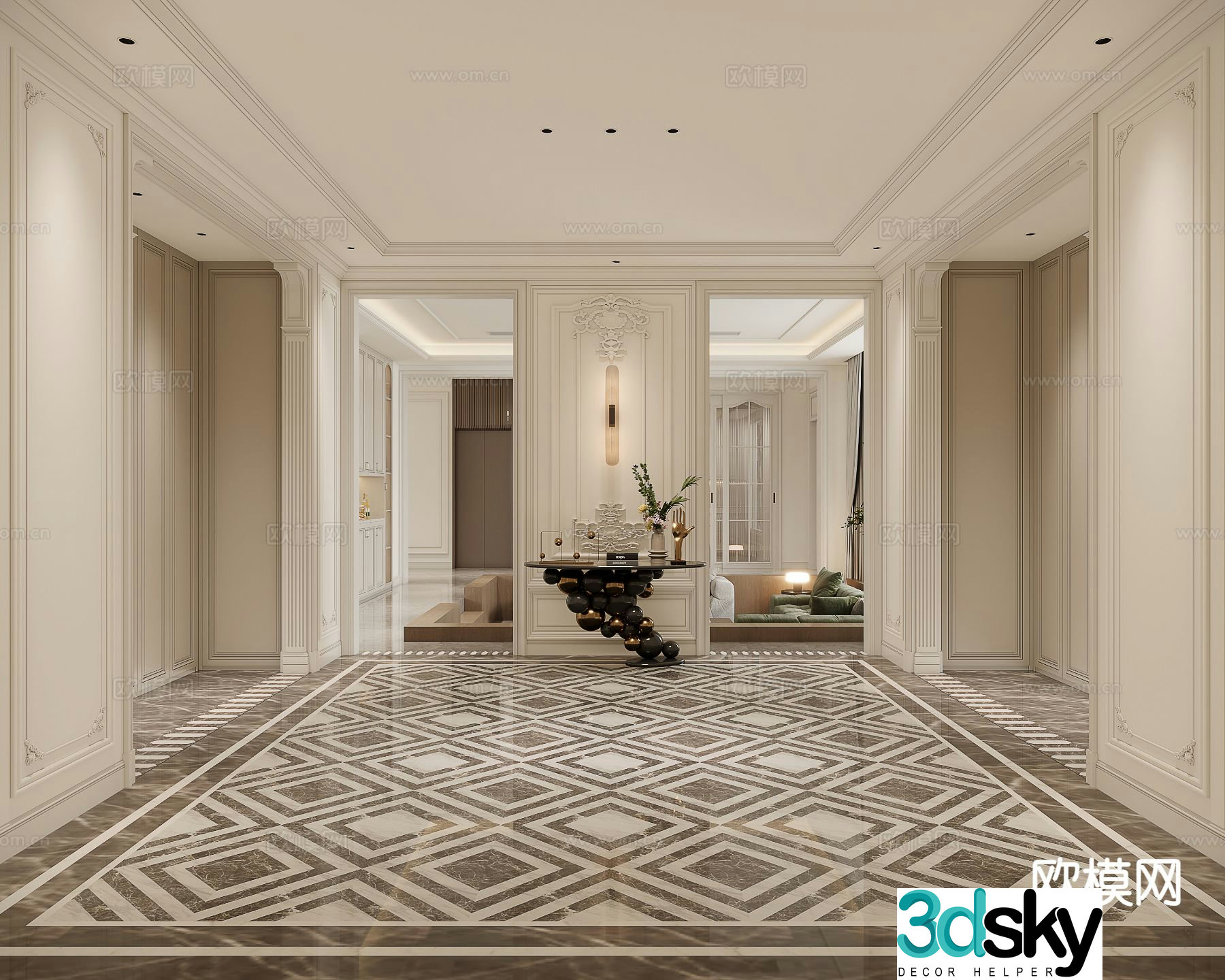 American villa entrance 3D model